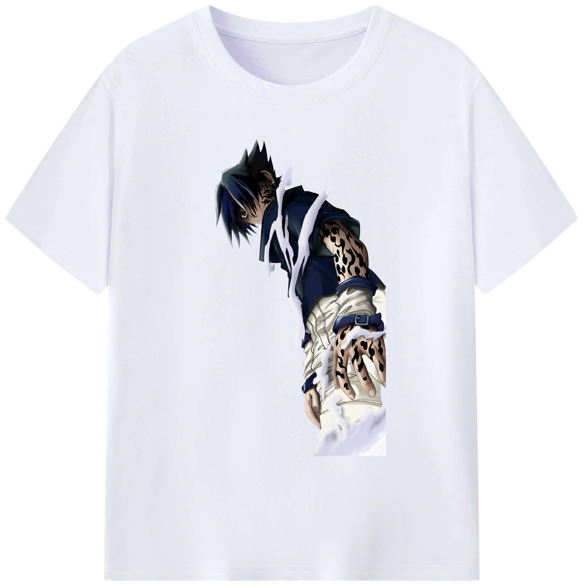 （画像用） NARUTO -ナルト- うちは サスケ Uchiha Sasuke 綿100％ メンズ半袖Tシャツ｜肌触りやわらか＆通気性