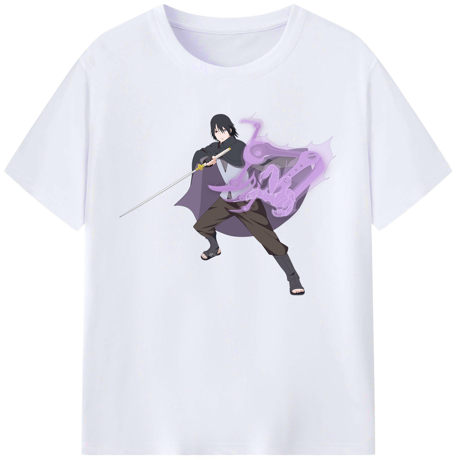 （画像用） NARUTO -ナルト- うちは サスケ Uchiha Sasuke 綿100％ メンズ半袖Tシャツ｜肌触りやわらか＆通気性