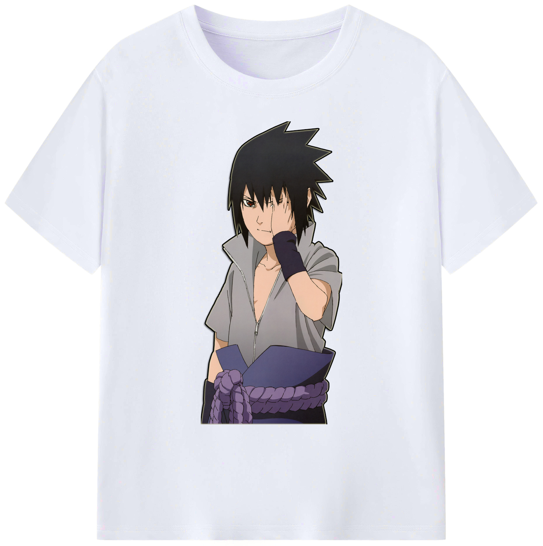 （画像用） NARUTO -ナルト- うちは サスケ Uchiha Sasuke 綿100％ メンズ半袖Tシャツ｜肌触りやわらか＆通気性