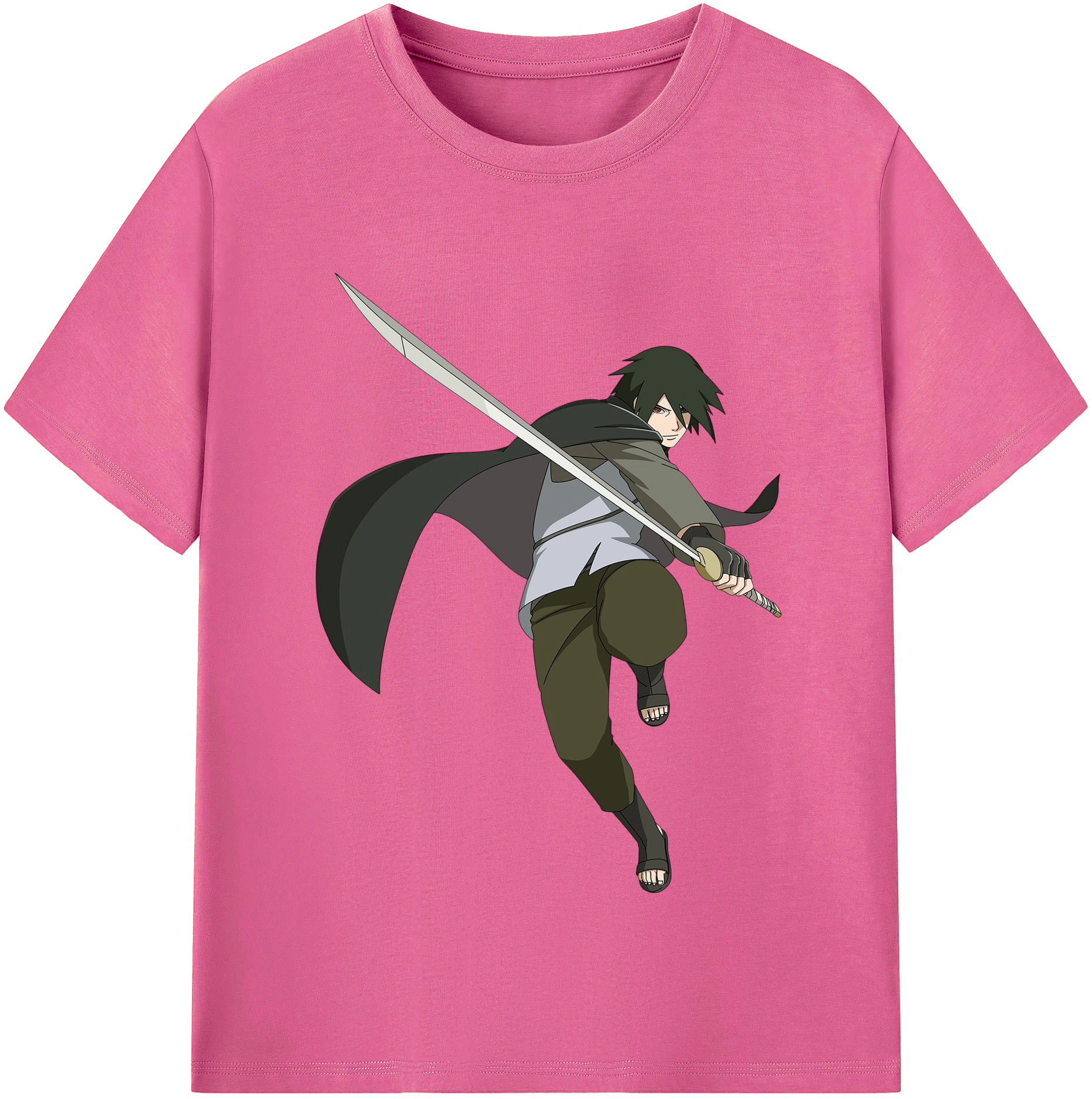 （画像用） NARUTO -ナルト- うちは サスケ Uchiha Sasuke レディースカジュアルプリントTシャツ（綿100％）