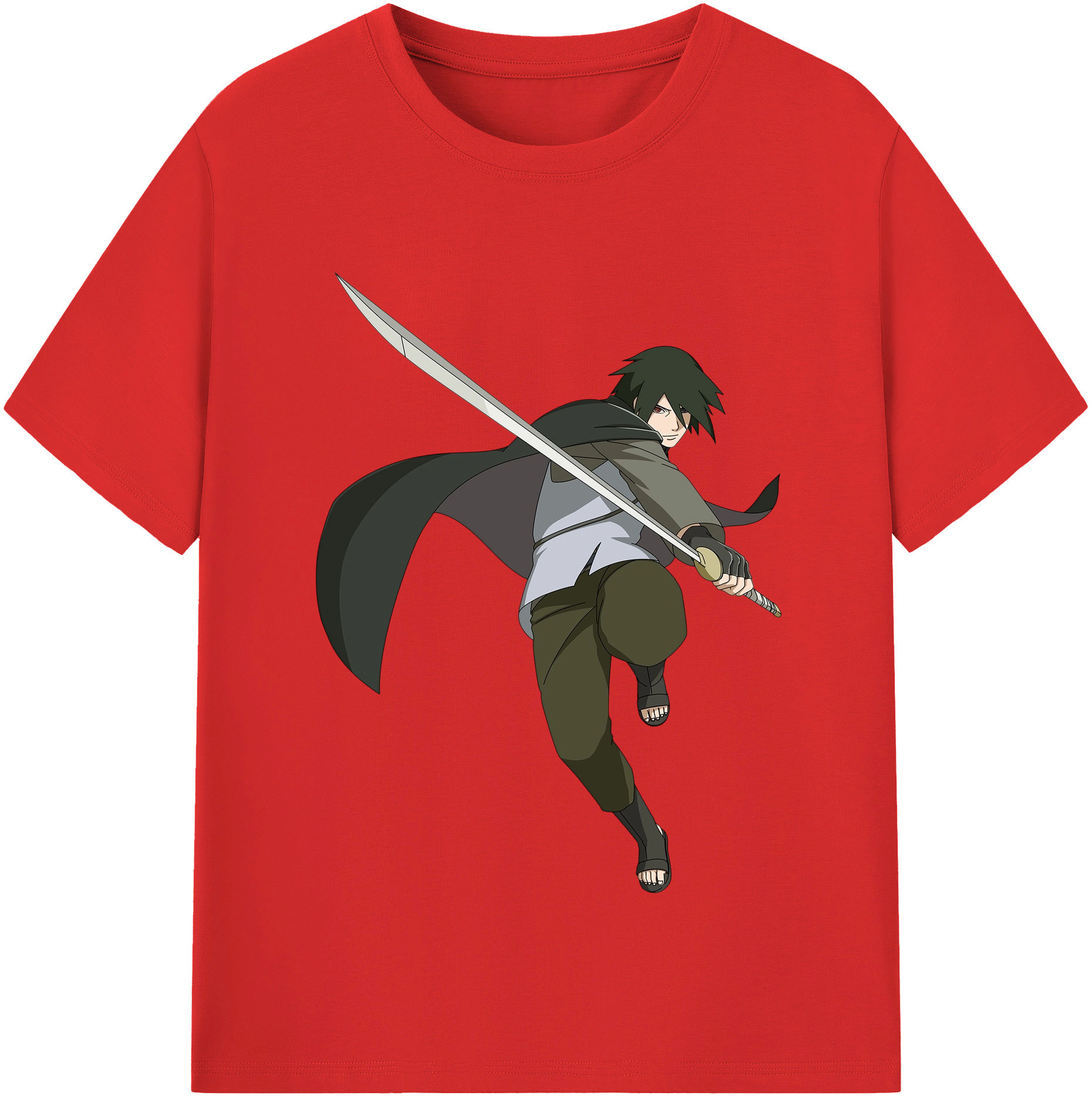（画像用） NARUTO -ナルト- うちは サスケ Uchiha Sasuke レディースカジュアルプリントTシャツ（綿100％）
