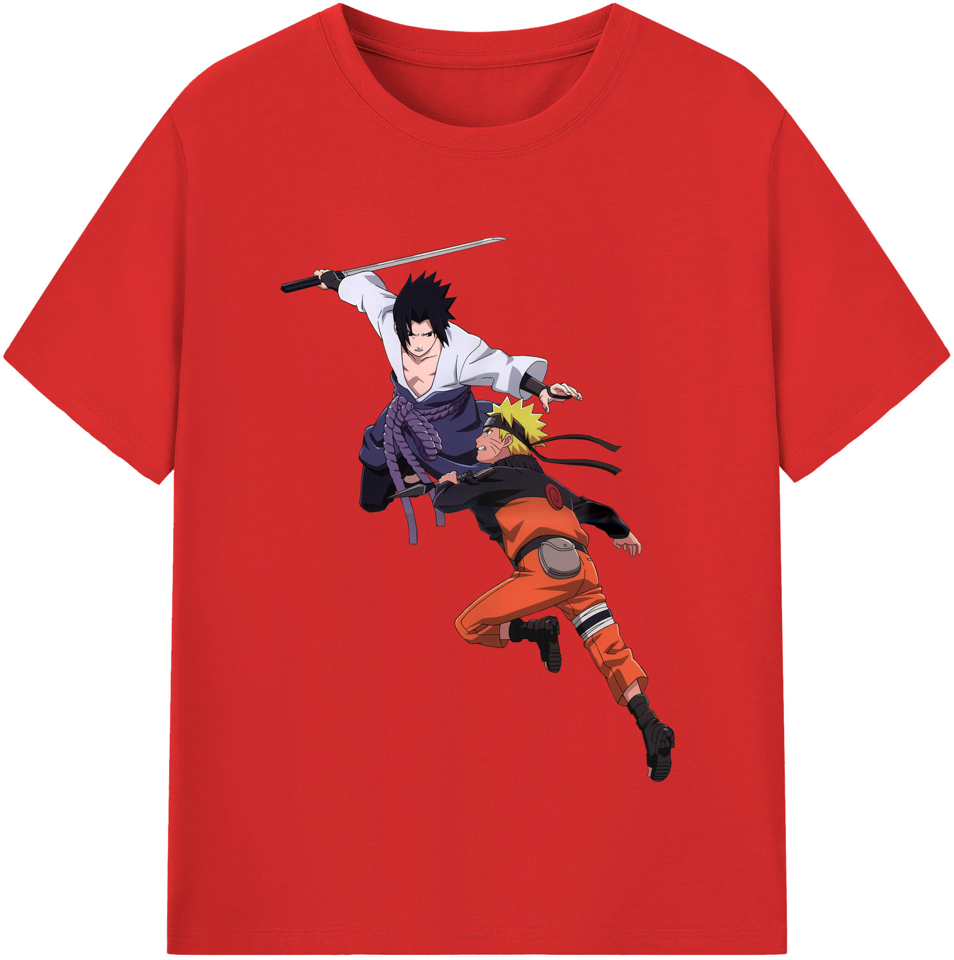 （画像用） NARUTO -ナルト- うちは サスケ Uchiha Sasuke レディースカジュアルプリントTシャツ（綿100％）