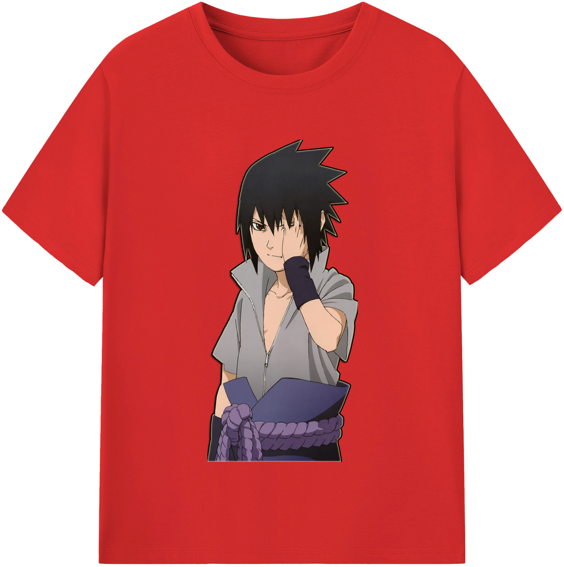 （画像用） NARUTO -ナルト- うちは サスケ Uchiha Sasuke レディースカジュアルプリントTシャツ（綿100％）
