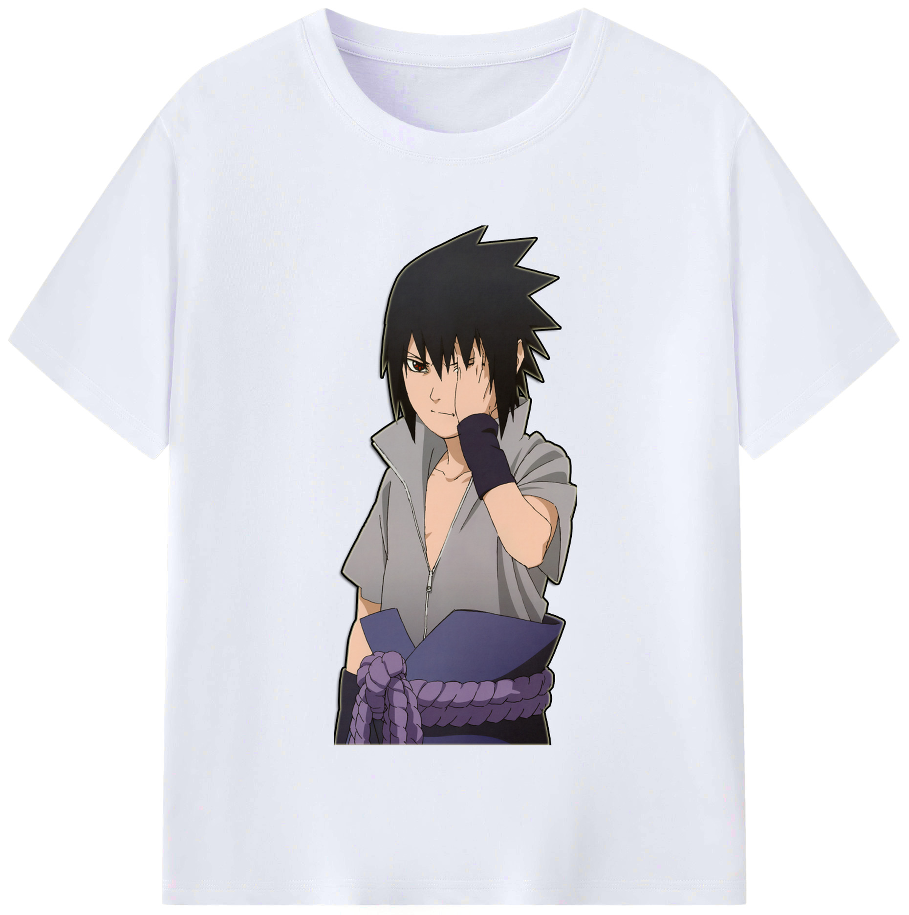 （画像用） NARUTO -ナルト- うちは サスケ Uchiha Sasuke レディースカジュアルプリントTシャツ（綿100％）