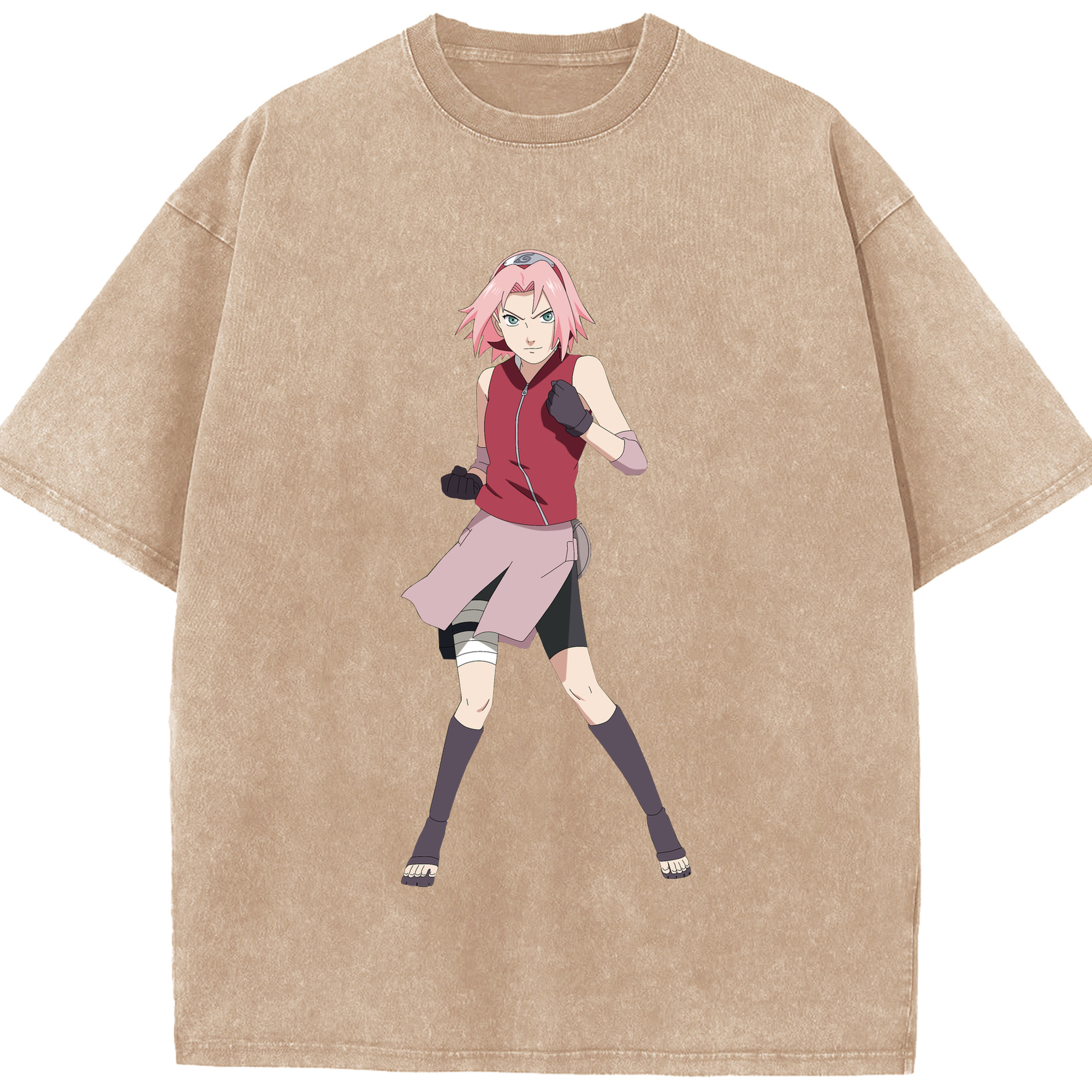 （画像用） NARUTO -ナルト- 春野サクラ Haruno Sakura 綿100% ヴィンテージ風 半袖Tシャツ（フロントプリント）