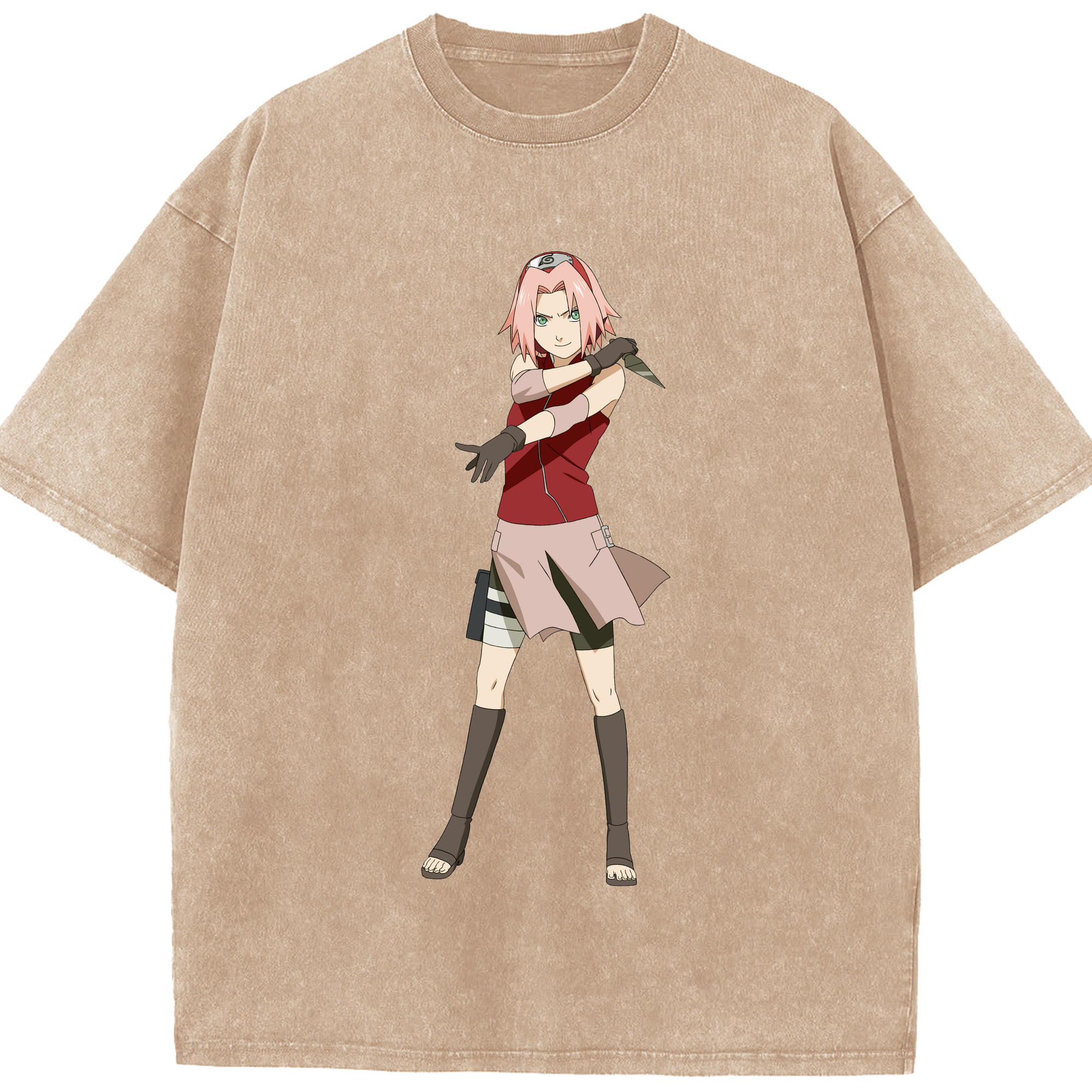 （画像用） NARUTO -ナルト- 春野サクラ Haruno Sakura 綿100% ヴィンテージ風 半袖Tシャツ（フロントプリント）
