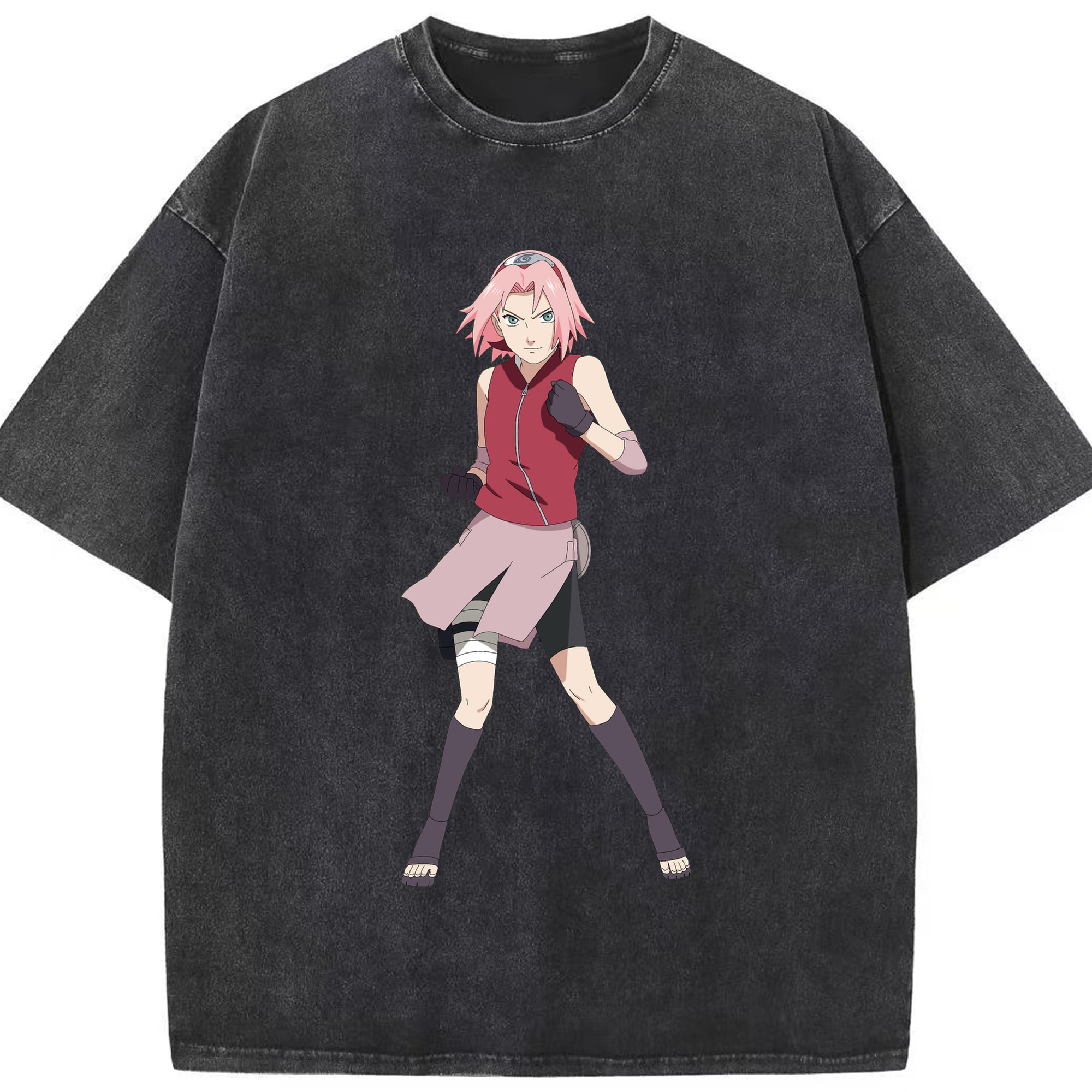 （画像用） NARUTO -ナルト- 春野サクラ Haruno Sakura 綿100% ヴィンテージ風 半袖Tシャツ（フロントプリント）