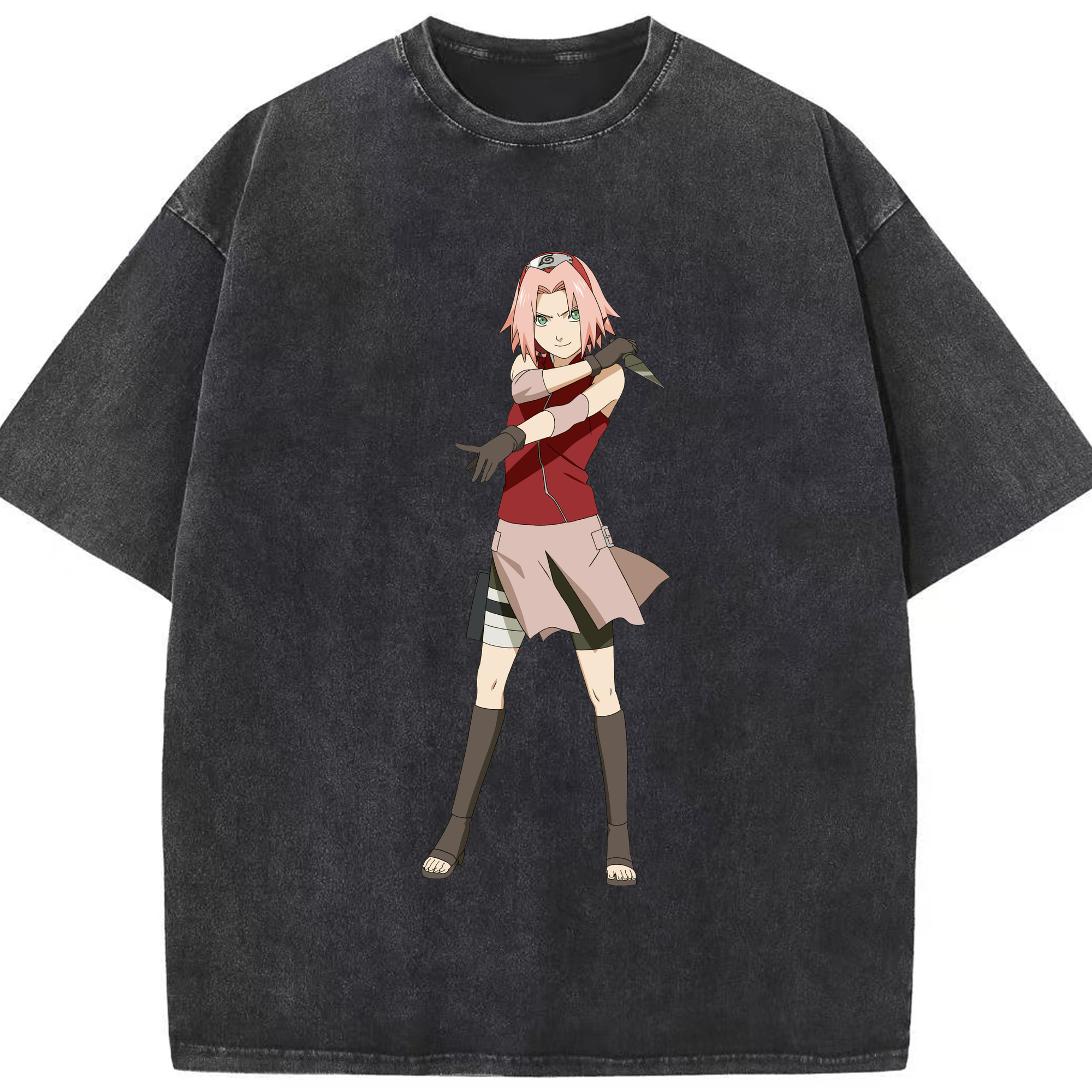 （画像用） NARUTO -ナルト- 春野サクラ Haruno Sakura 綿100% ヴィンテージ風 半袖Tシャツ（フロントプリント）