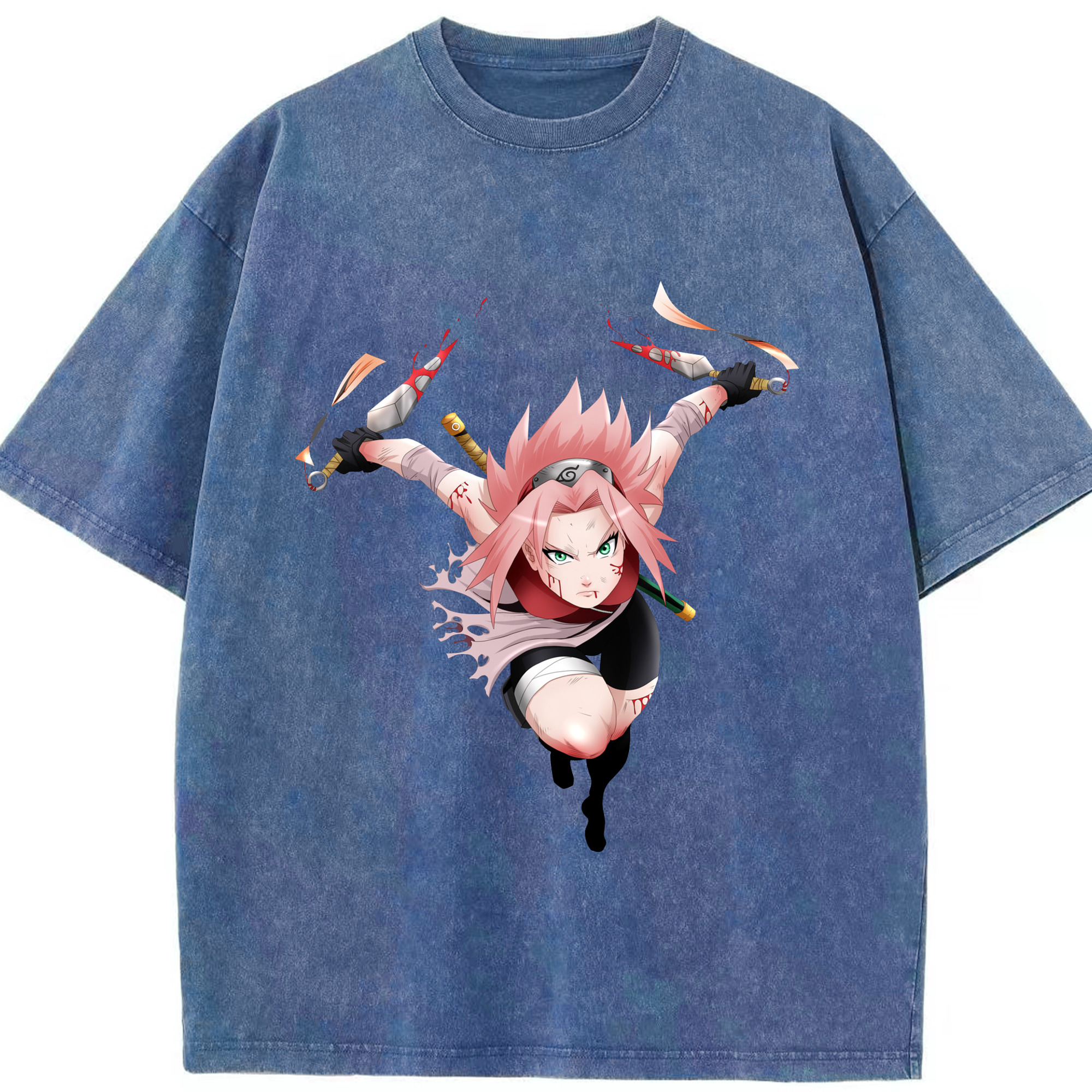 （画像用） NARUTO -ナルト- 春野サクラ Haruno Sakura 綿100% ヴィンテージ風 半袖Tシャツ（フロントプリント）
