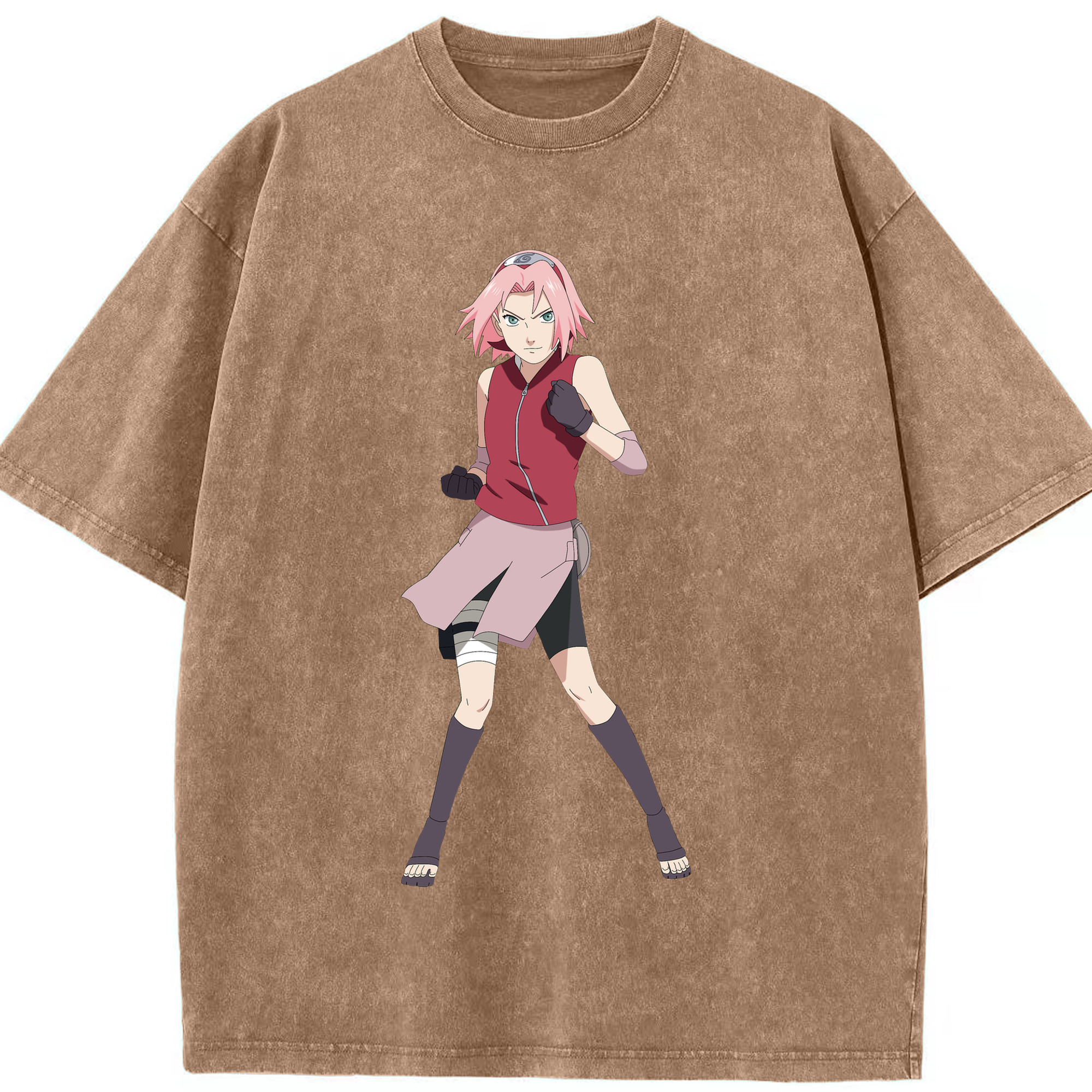 （画像用） NARUTO -ナルト- 春野サクラ Haruno Sakura 綿100% ヴィンテージ風 半袖Tシャツ（フロントプリント）