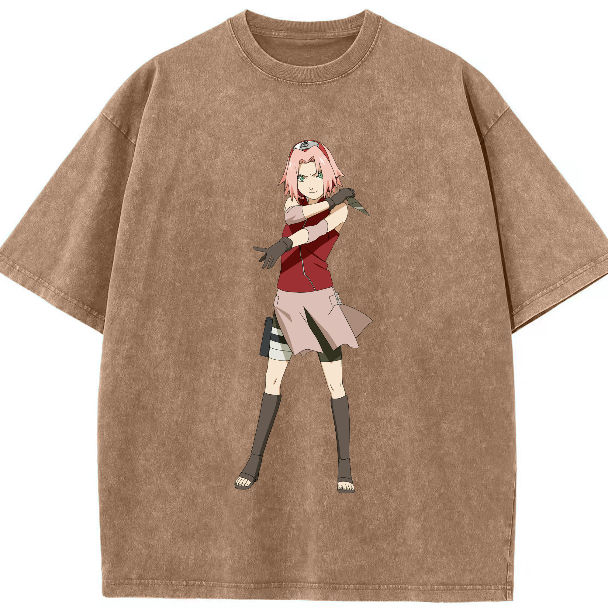 （画像用） NARUTO -ナルト- 春野サクラ Haruno Sakura 綿100% ヴィンテージ風 半袖Tシャツ（フロントプリント）