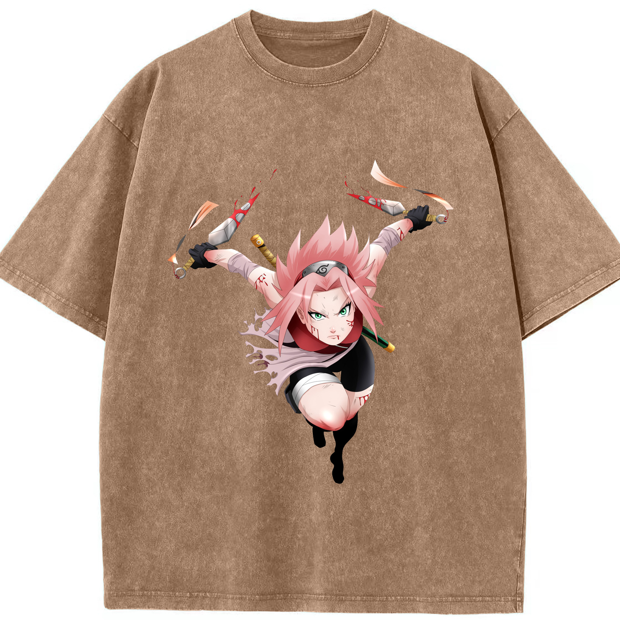 （画像用） NARUTO -ナルト- 春野サクラ Haruno Sakura 綿100% ヴィンテージ風 半袖Tシャツ（フロントプリント）