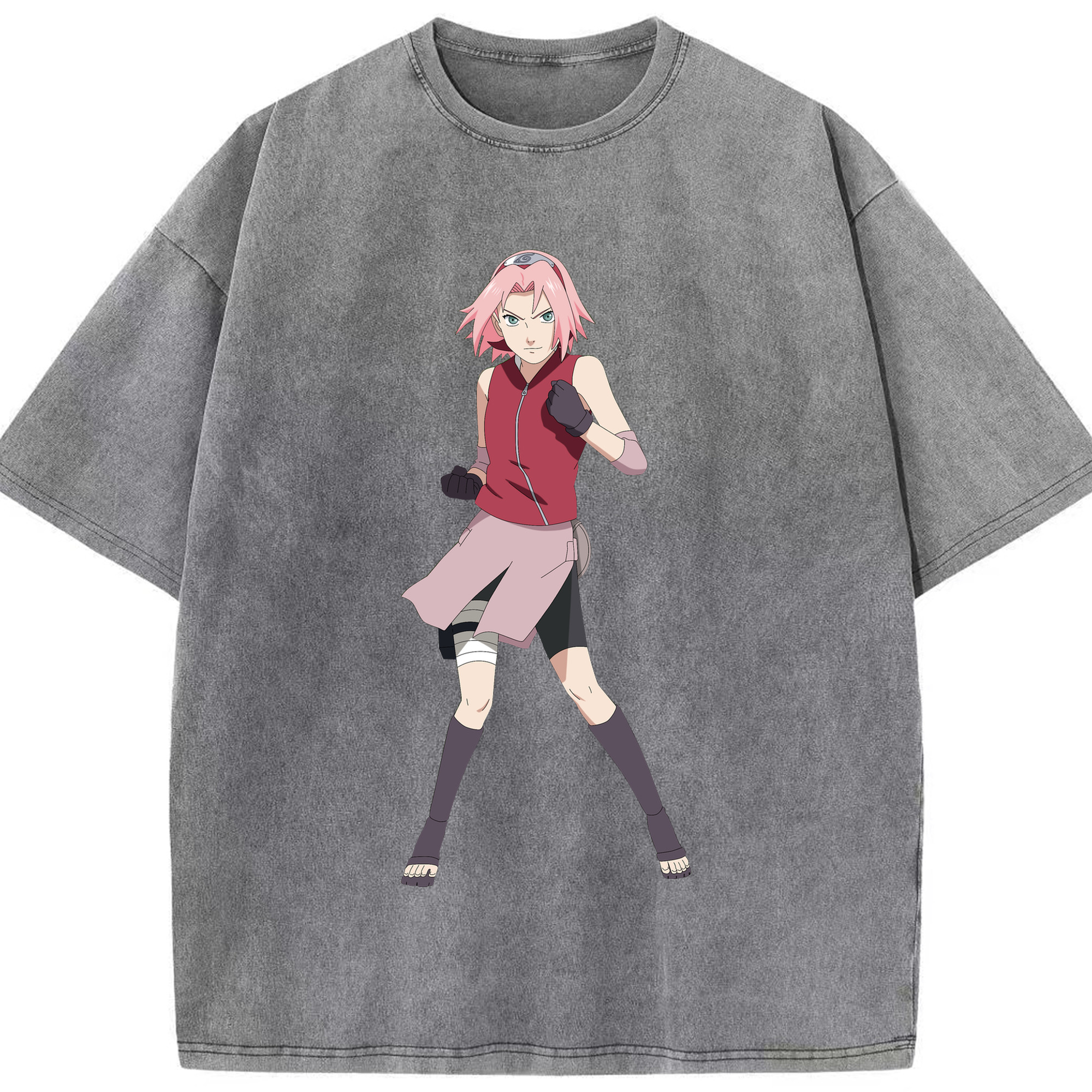 （画像用） NARUTO -ナルト- 春野サクラ Haruno Sakura 綿100% ヴィンテージ風 半袖Tシャツ（フロントプリント）