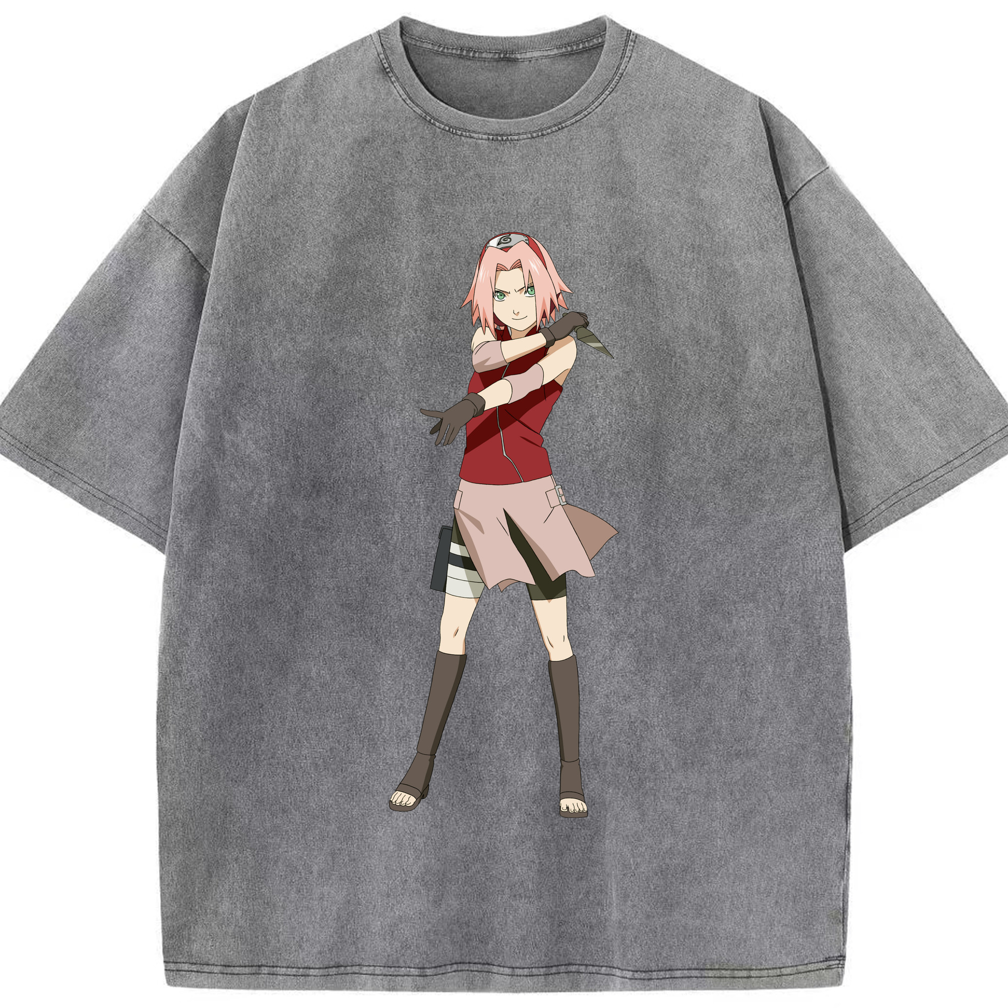 （画像用） NARUTO -ナルト- 春野サクラ Haruno Sakura 綿100% ヴィンテージ風 半袖Tシャツ（フロントプリント）
