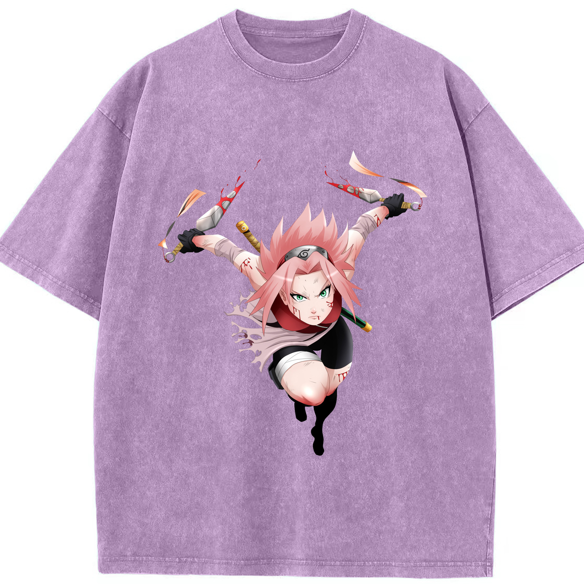 （画像用） NARUTO -ナルト- 春野サクラ Haruno Sakura 綿100% ヴィンテージ風 半袖Tシャツ（フロントプリント）