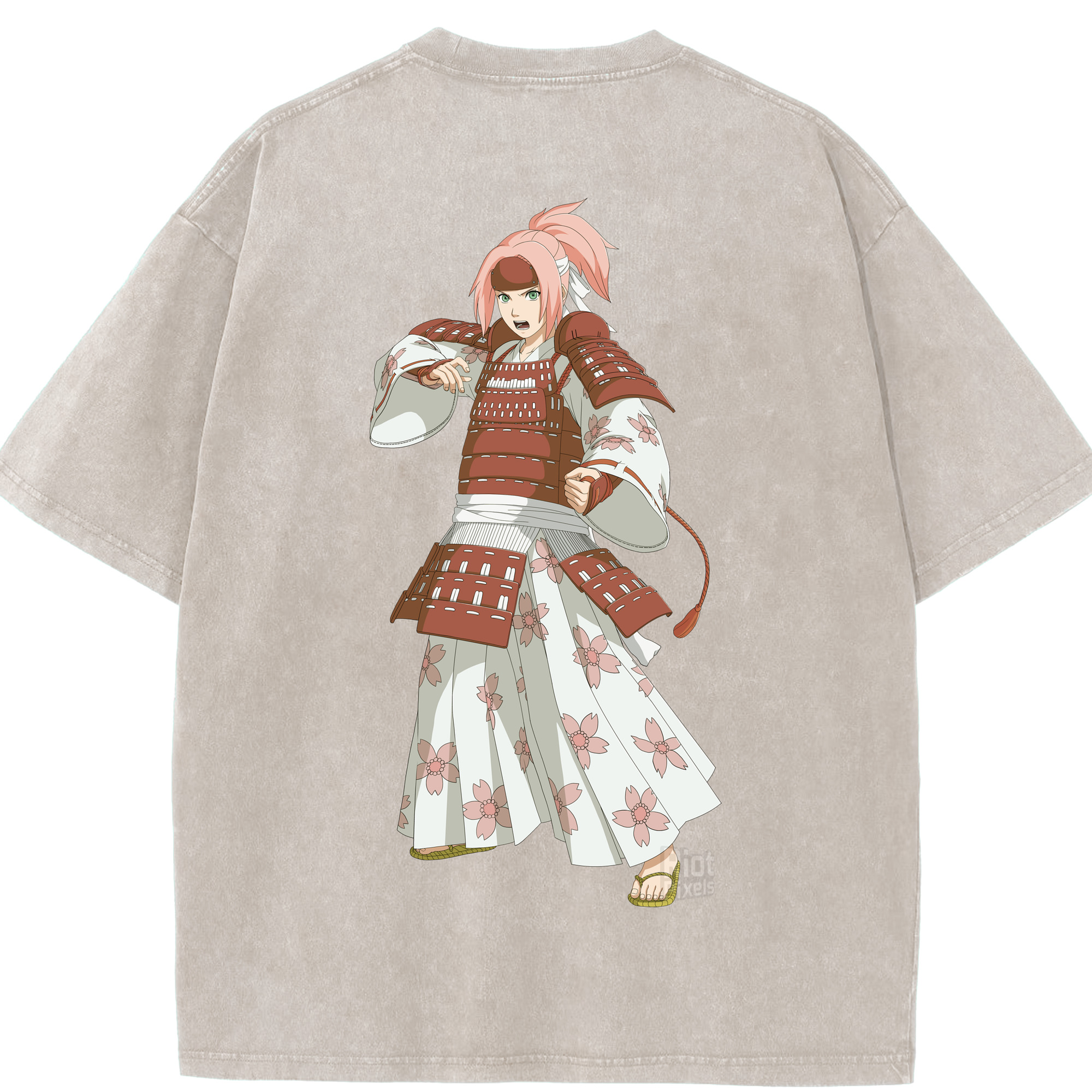 （画像用） NARUTO -ナルト- 春野サクラ Haruno Sakura 綿100% ヴィンテージ風 半袖Tシャツ（背面プリント）