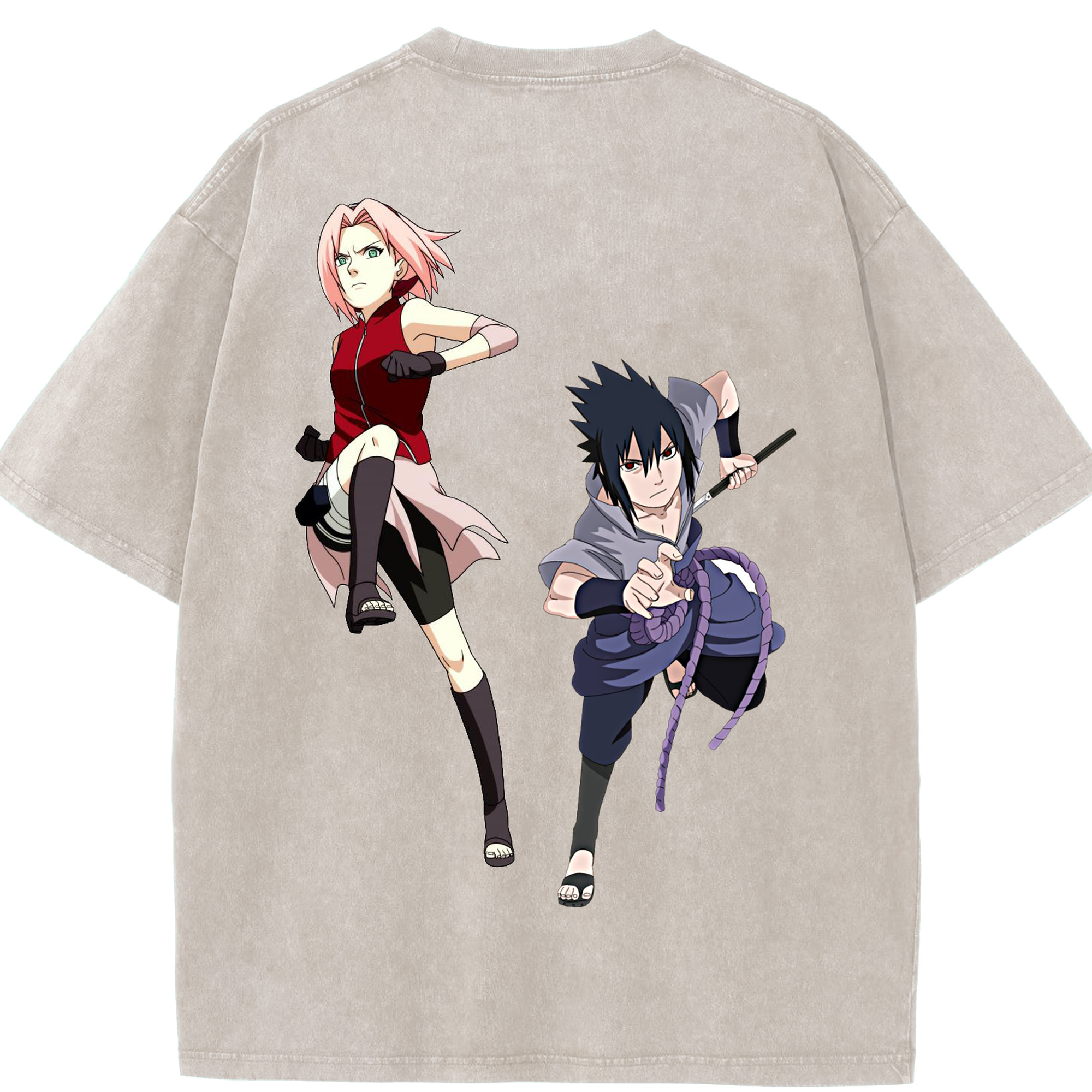 （画像用） NARUTO -ナルト- 春野サクラ Haruno Sakura 綿100% ヴィンテージ風 半袖Tシャツ（背面プリント）