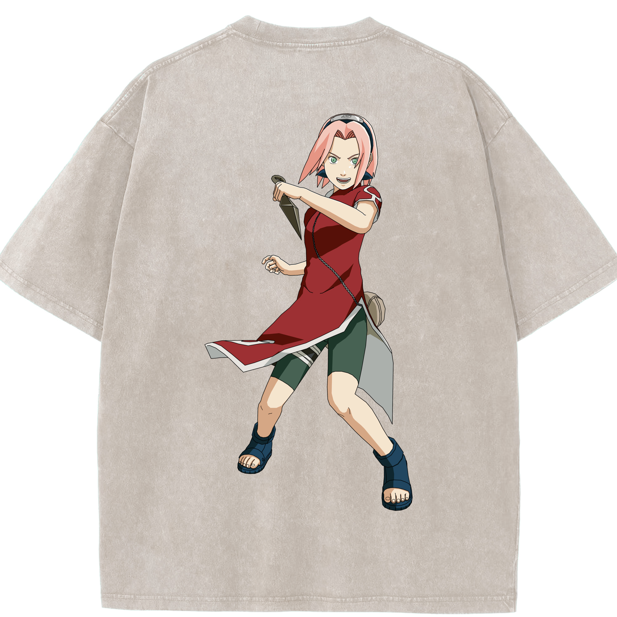 （画像用） NARUTO -ナルト- 春野サクラ Haruno Sakura 綿100% ヴィンテージ風 半袖Tシャツ（背面プリント）