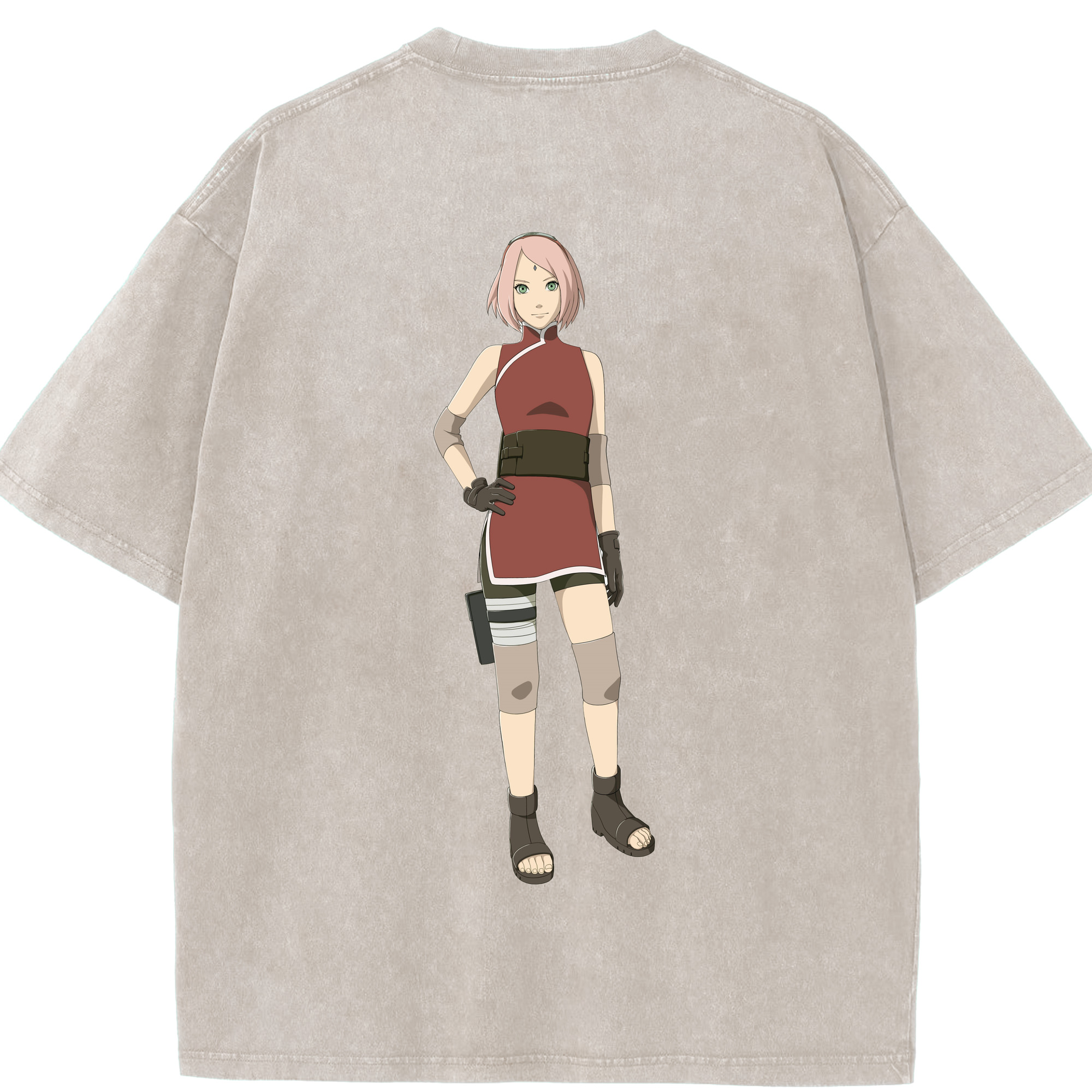 （画像用） NARUTO -ナルト- 春野サクラ Haruno Sakura 綿100% ヴィンテージ風 半袖Tシャツ（背面プリント）