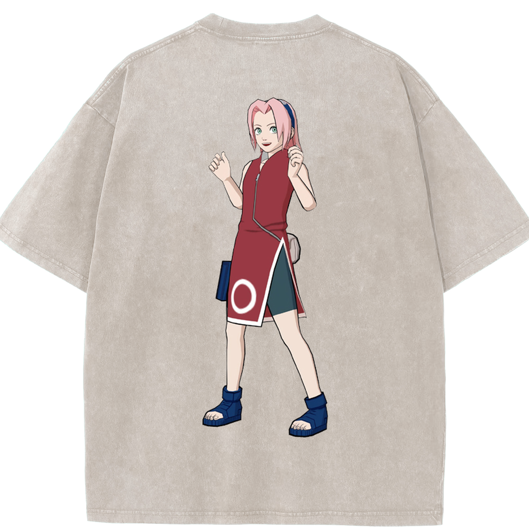（画像用） NARUTO -ナルト- 春野サクラ Haruno Sakura 綿100% ヴィンテージ風 半袖Tシャツ（背面プリント）