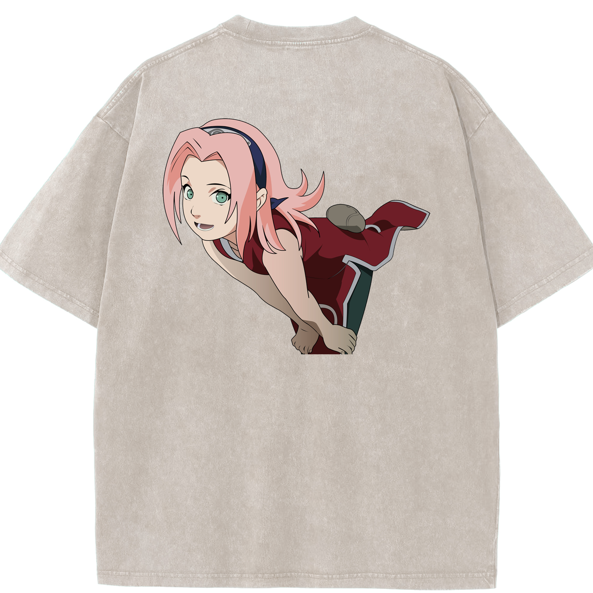 （画像用） NARUTO -ナルト- 春野サクラ Haruno Sakura 綿100% ヴィンテージ風 半袖Tシャツ（背面プリント）