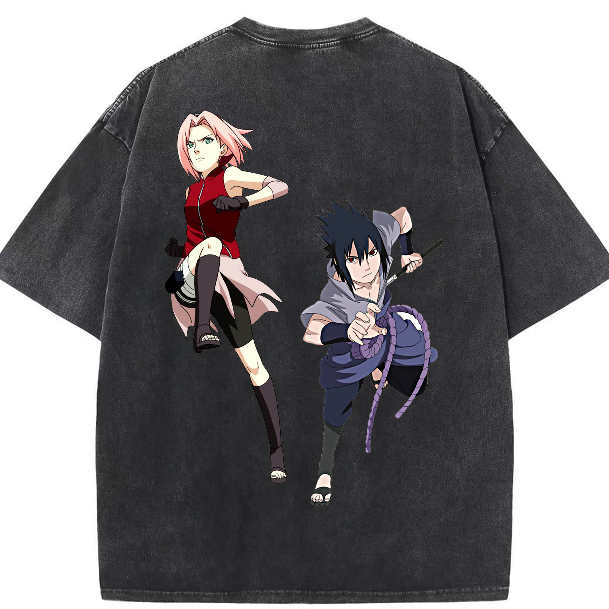 （画像用） NARUTO -ナルト- 春野サクラ Haruno Sakura 綿100% ヴィンテージ風 半袖Tシャツ（背面プリント）