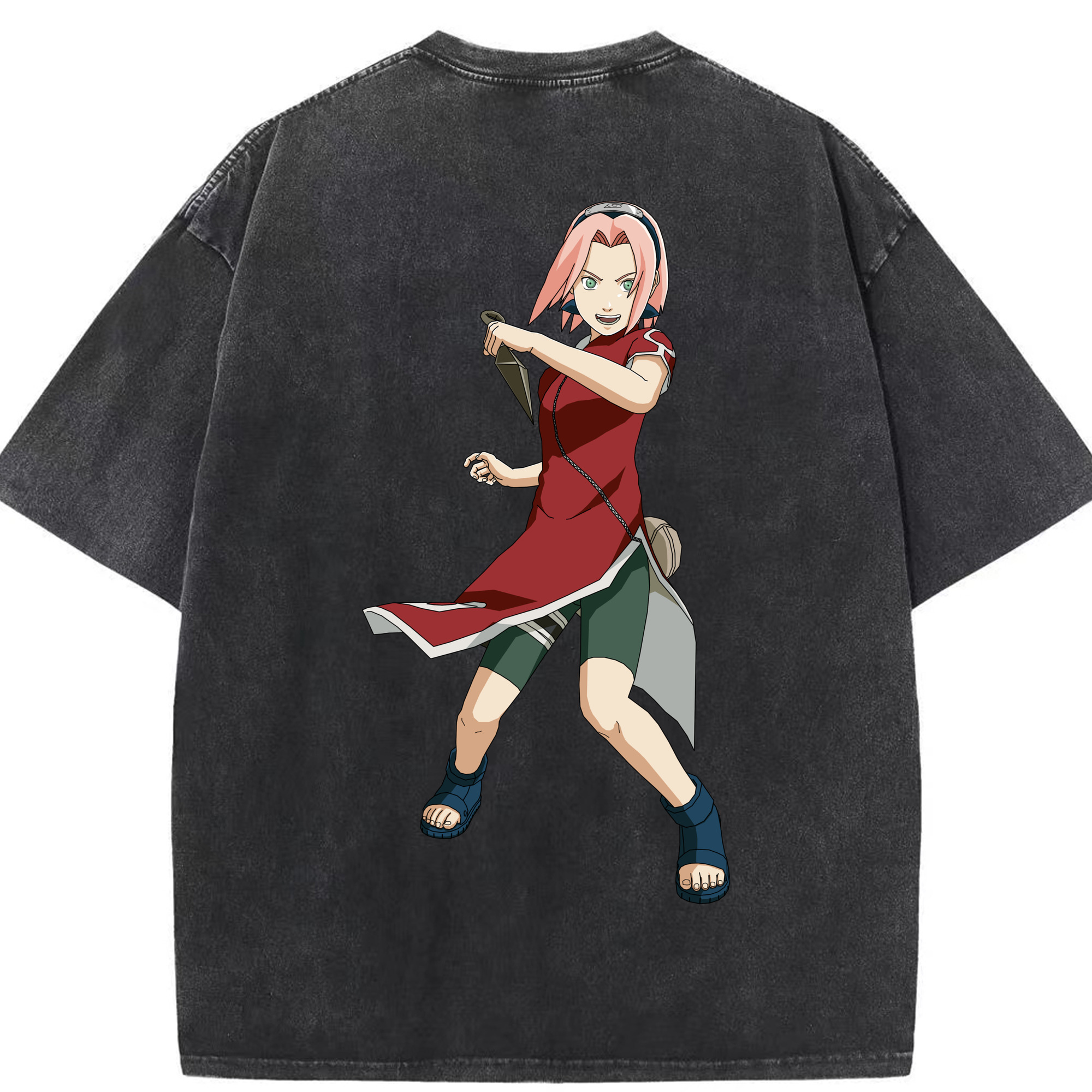 （画像用） NARUTO -ナルト- 春野サクラ Haruno Sakura 綿100% ヴィンテージ風 半袖Tシャツ（背面プリント）