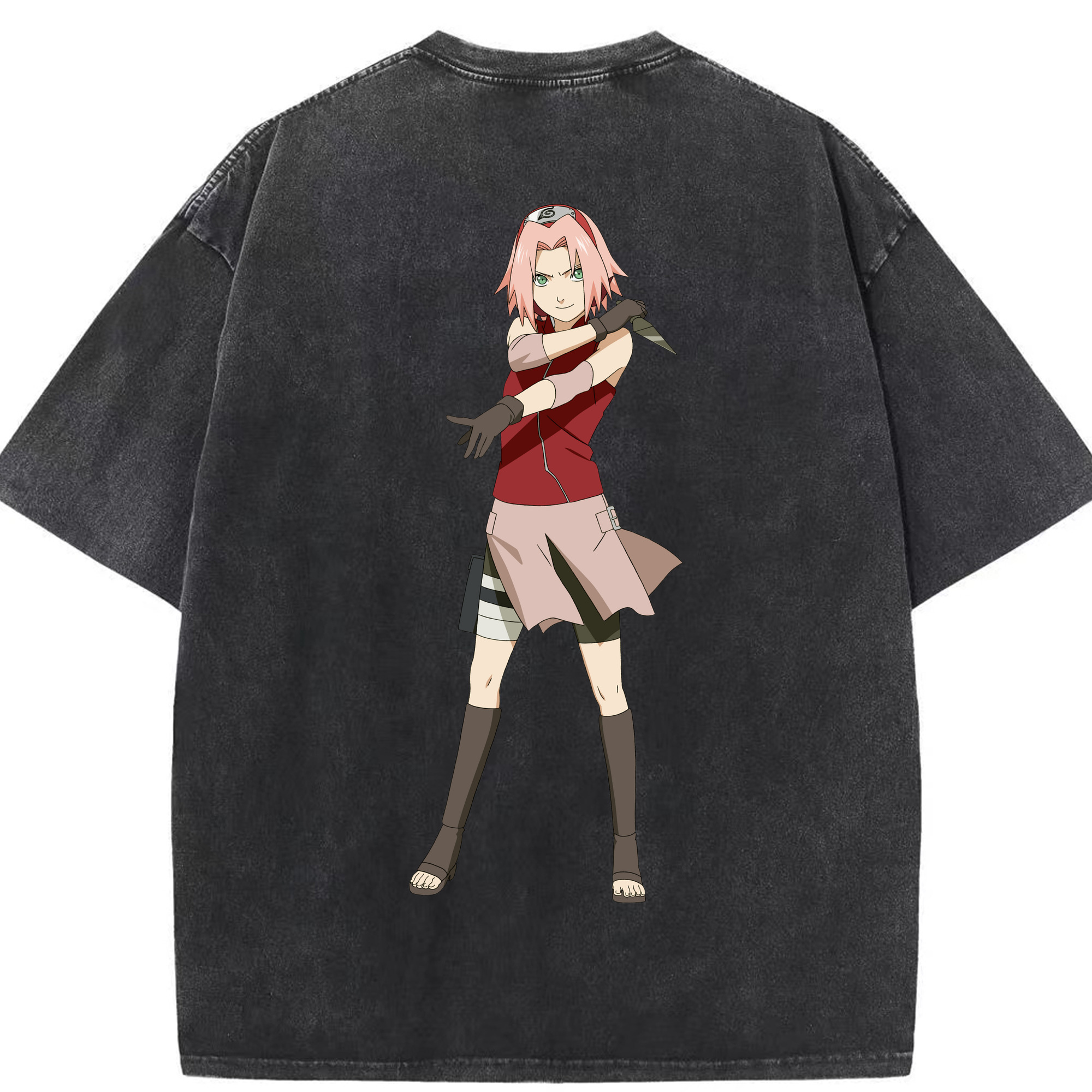 （画像用） NARUTO -ナルト- 春野サクラ Haruno Sakura 綿100% ヴィンテージ風 半袖Tシャツ（背面プリント）