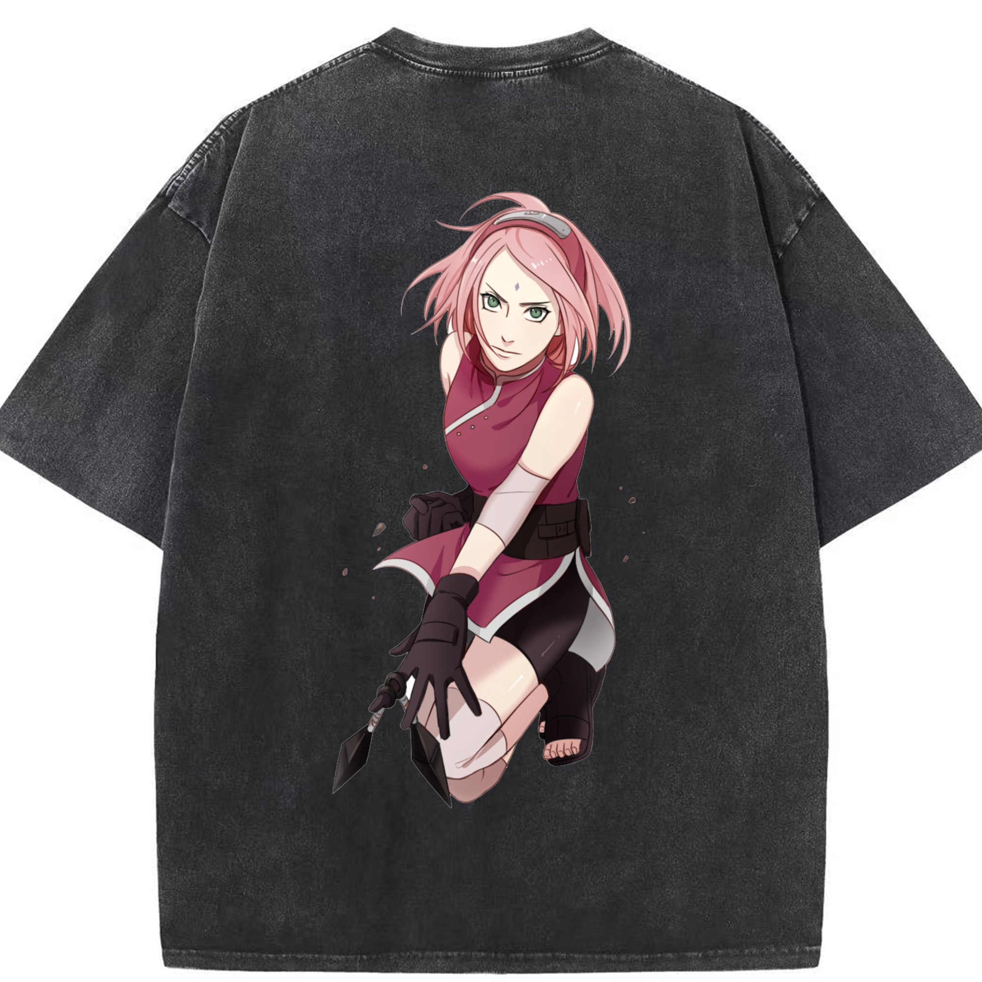 （画像用） NARUTO -ナルト- 春野サクラ Haruno Sakura 綿100% ヴィンテージ風 半袖Tシャツ（背面プリント）