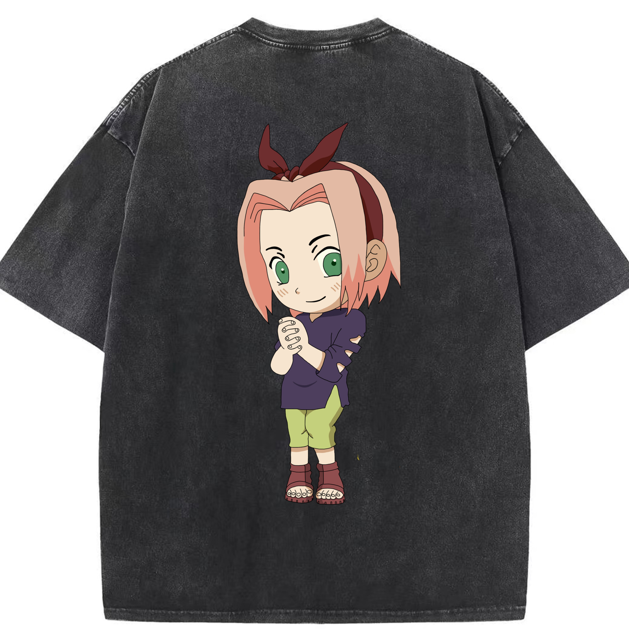 （画像用） NARUTO -ナルト- 春野サクラ Haruno Sakura 綿100% ヴィンテージ風 半袖Tシャツ（背面プリント）