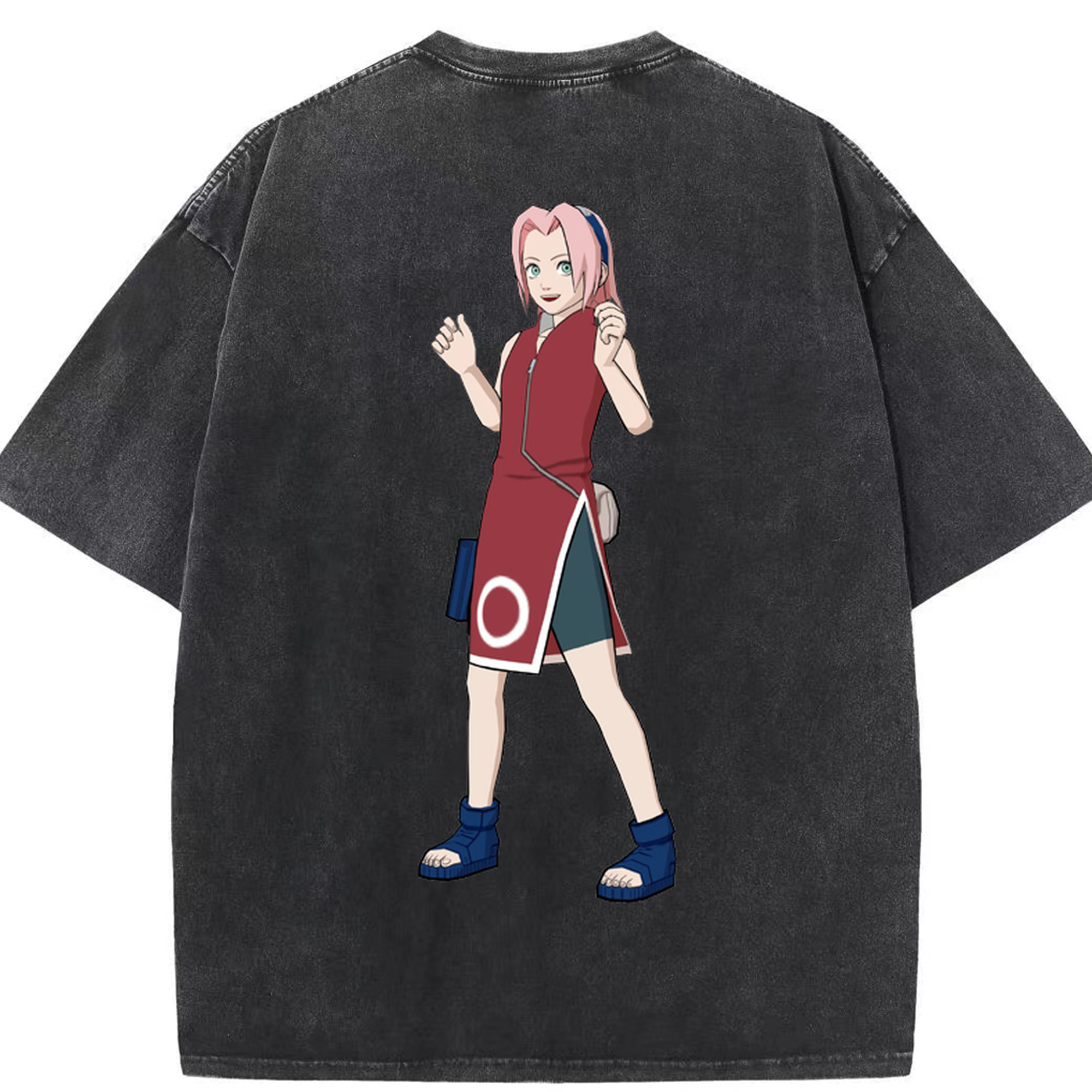 （画像用） NARUTO -ナルト- 春野サクラ Haruno Sakura 綿100% ヴィンテージ風 半袖Tシャツ（背面プリント）