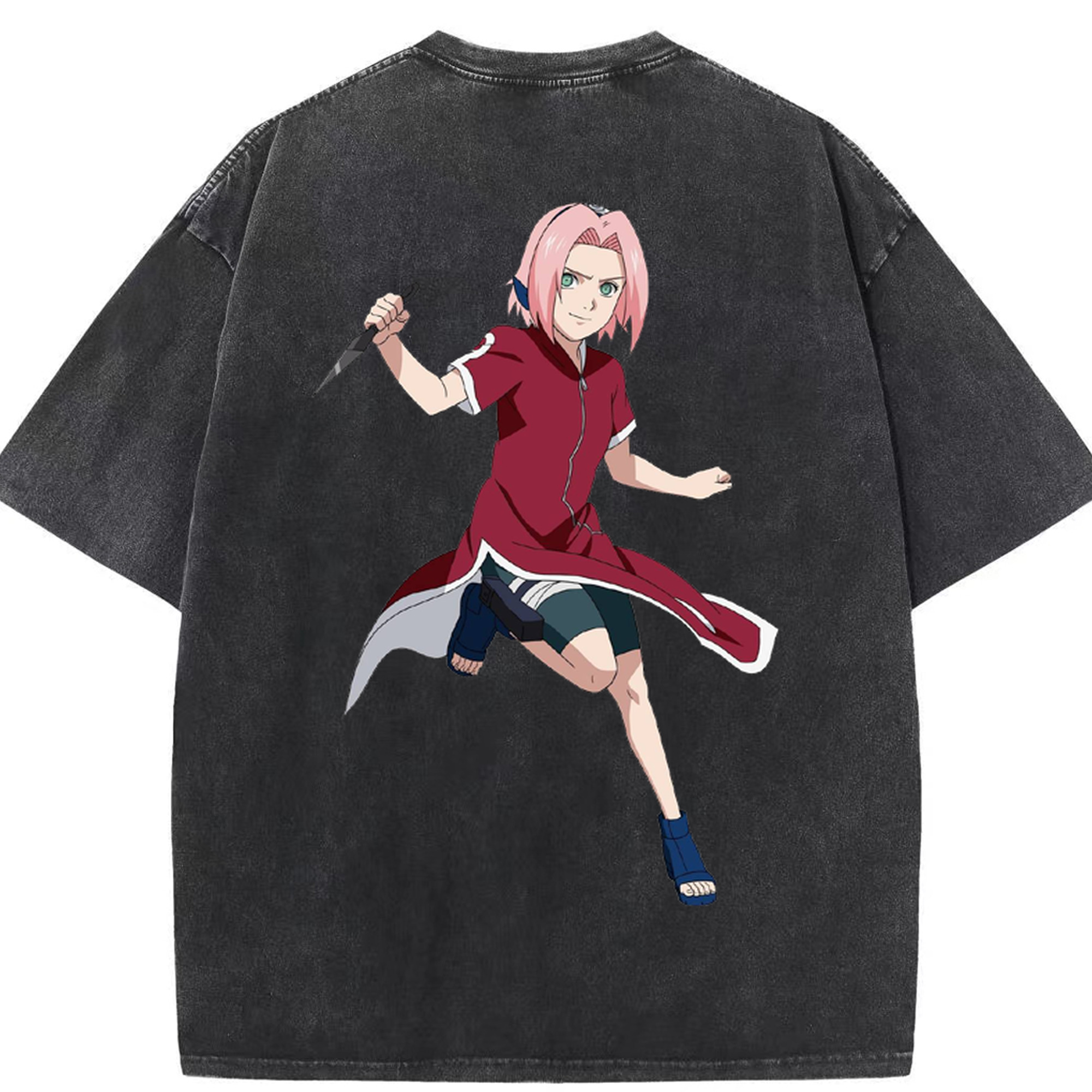 （画像用） NARUTO -ナルト- 春野サクラ Haruno Sakura 綿100% ヴィンテージ風 半袖Tシャツ（背面プリント）