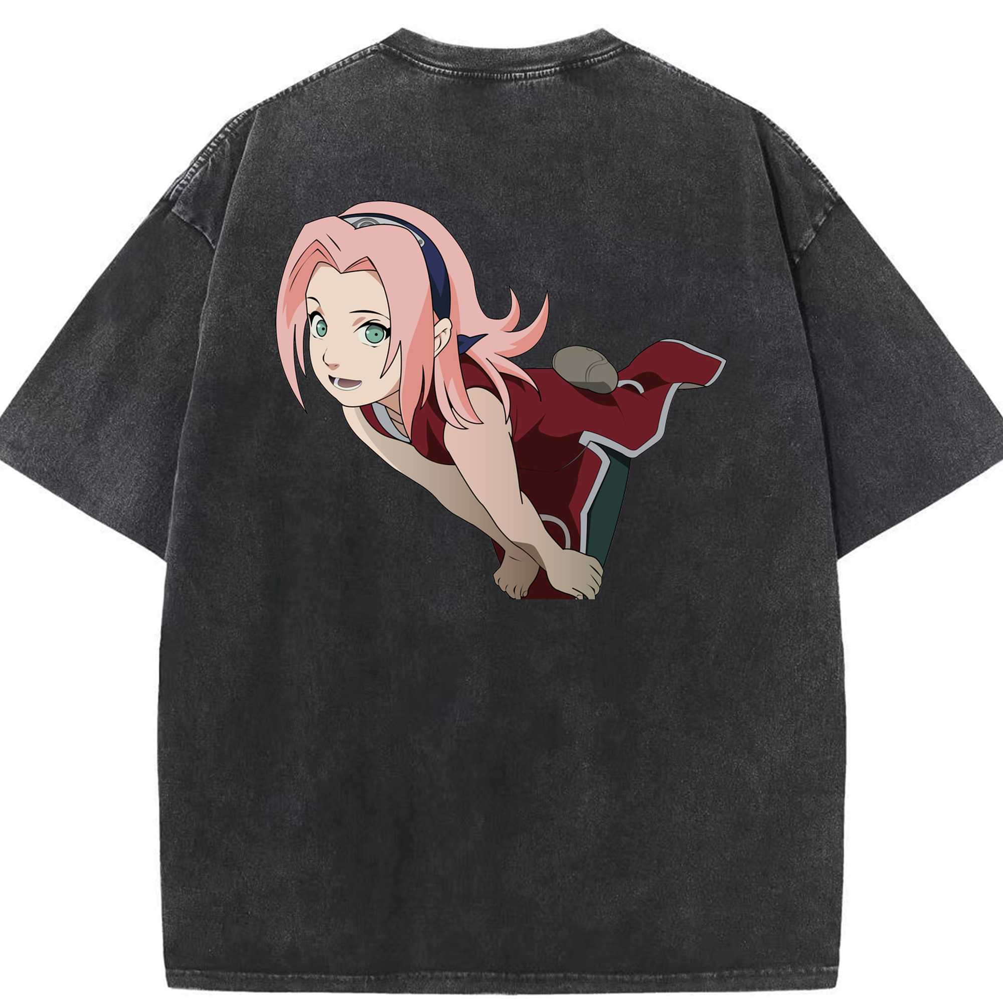 （画像用） NARUTO -ナルト- 春野サクラ Haruno Sakura 綿100% ヴィンテージ風 半袖Tシャツ（背面プリント）