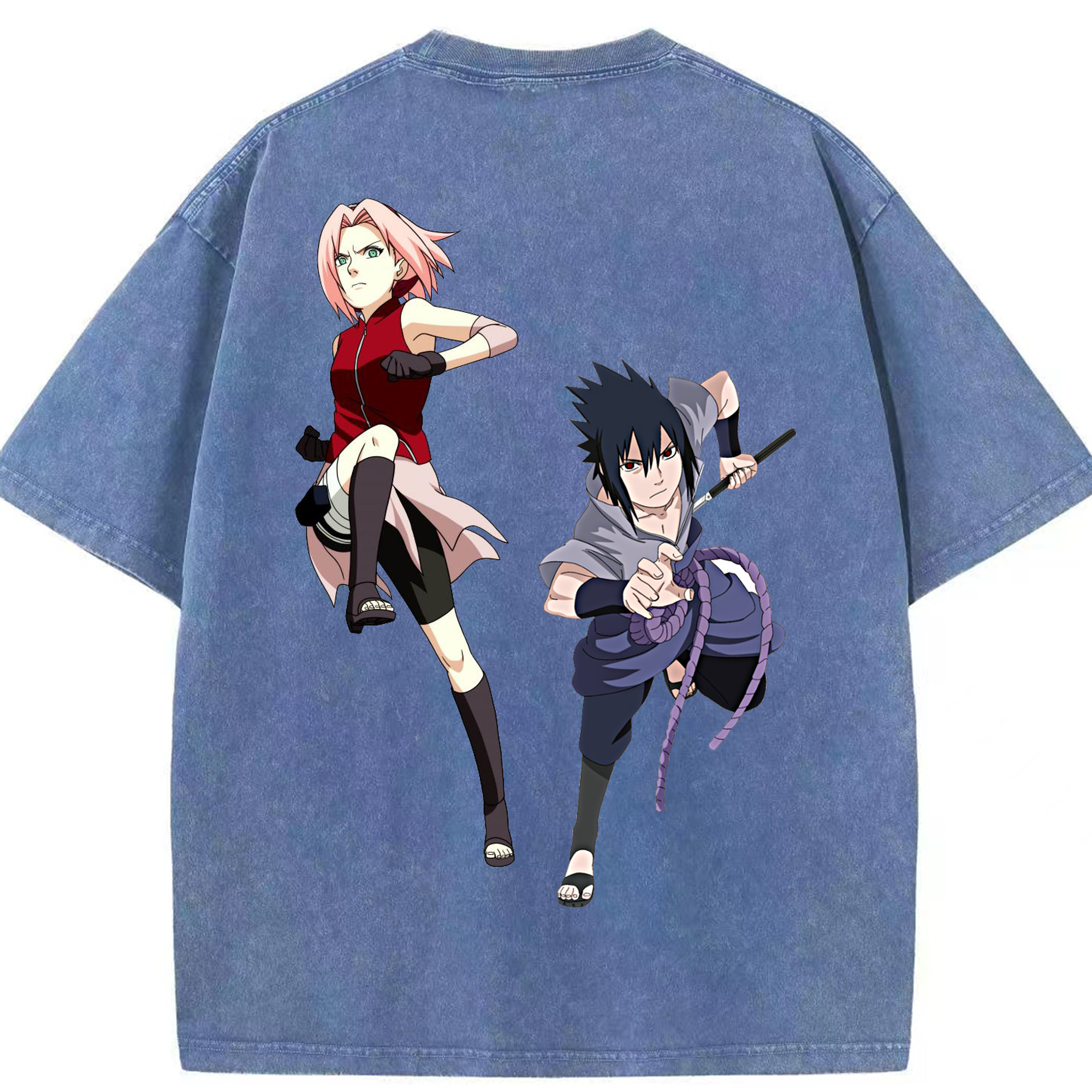 （画像用） NARUTO -ナルト- 春野サクラ Haruno Sakura 綿100% ヴィンテージ風 半袖Tシャツ（背面プリント）