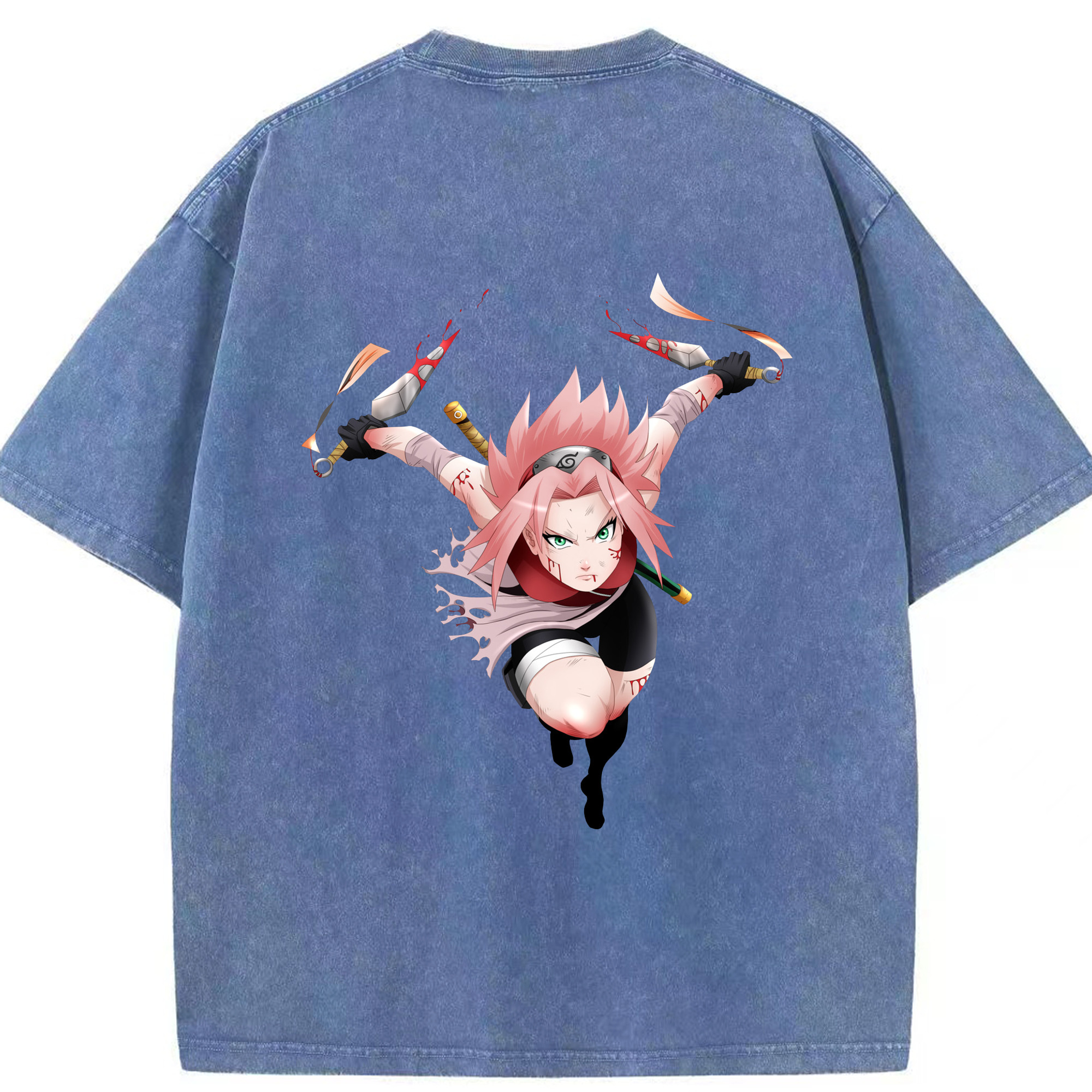 （画像用） NARUTO -ナルト- 春野サクラ Haruno Sakura 綿100% ヴィンテージ風 半袖Tシャツ（背面プリント）