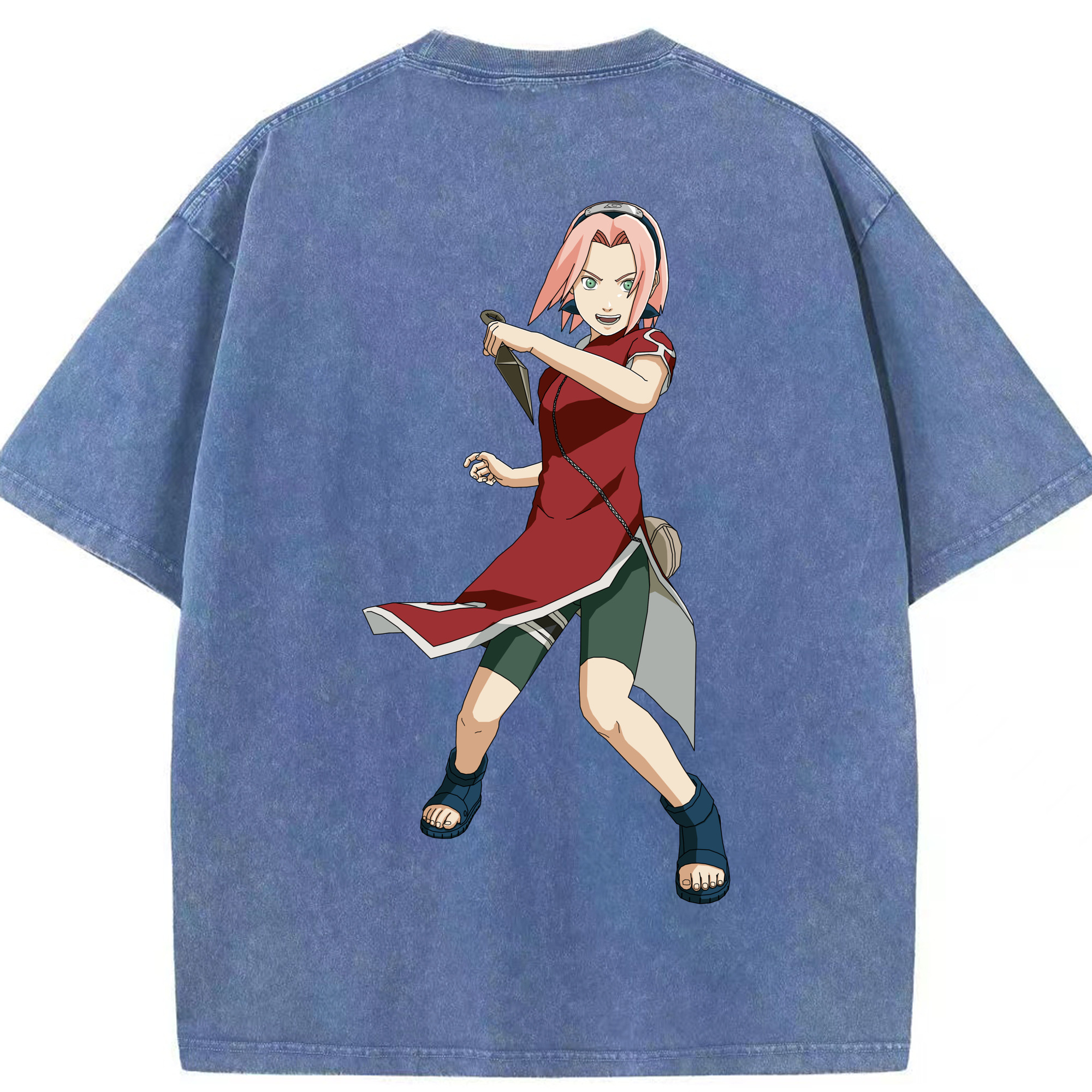 （画像用） NARUTO -ナルト- 春野サクラ Haruno Sakura 綿100% ヴィンテージ風 半袖Tシャツ（背面プリント）