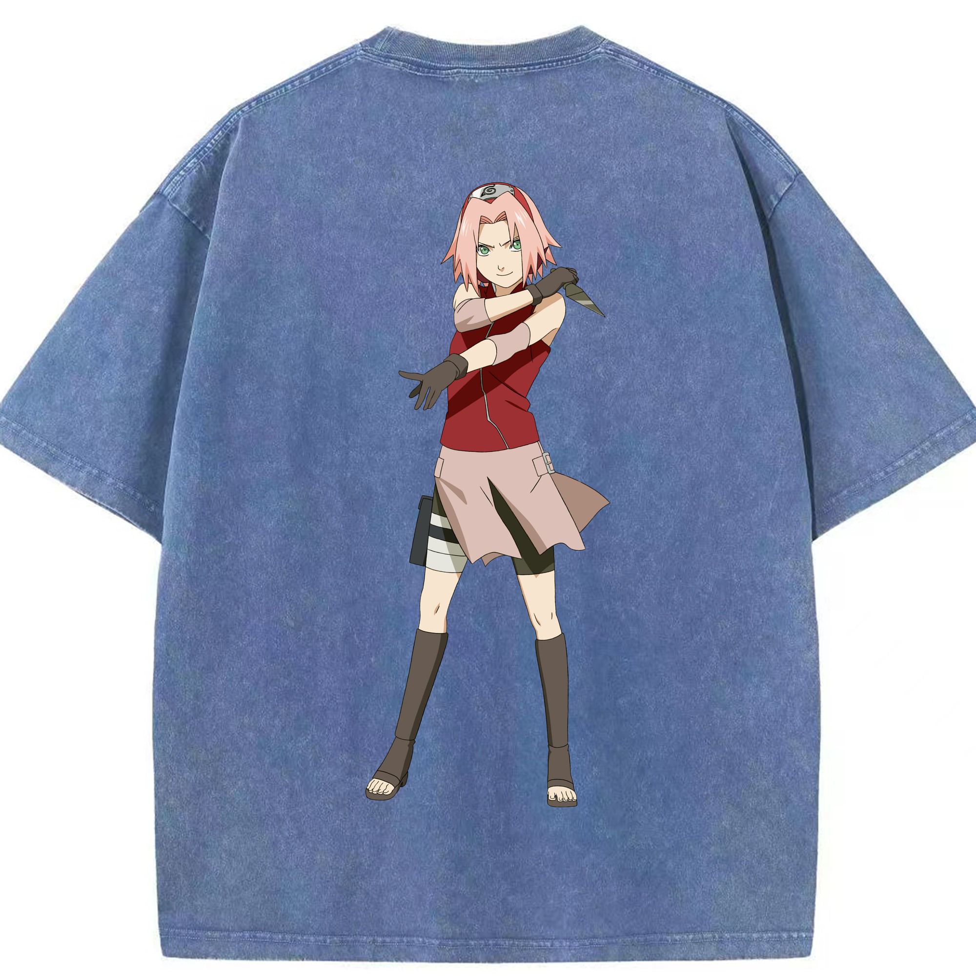 （画像用） NARUTO -ナルト- 春野サクラ Haruno Sakura 綿100% ヴィンテージ風 半袖Tシャツ（背面プリント）