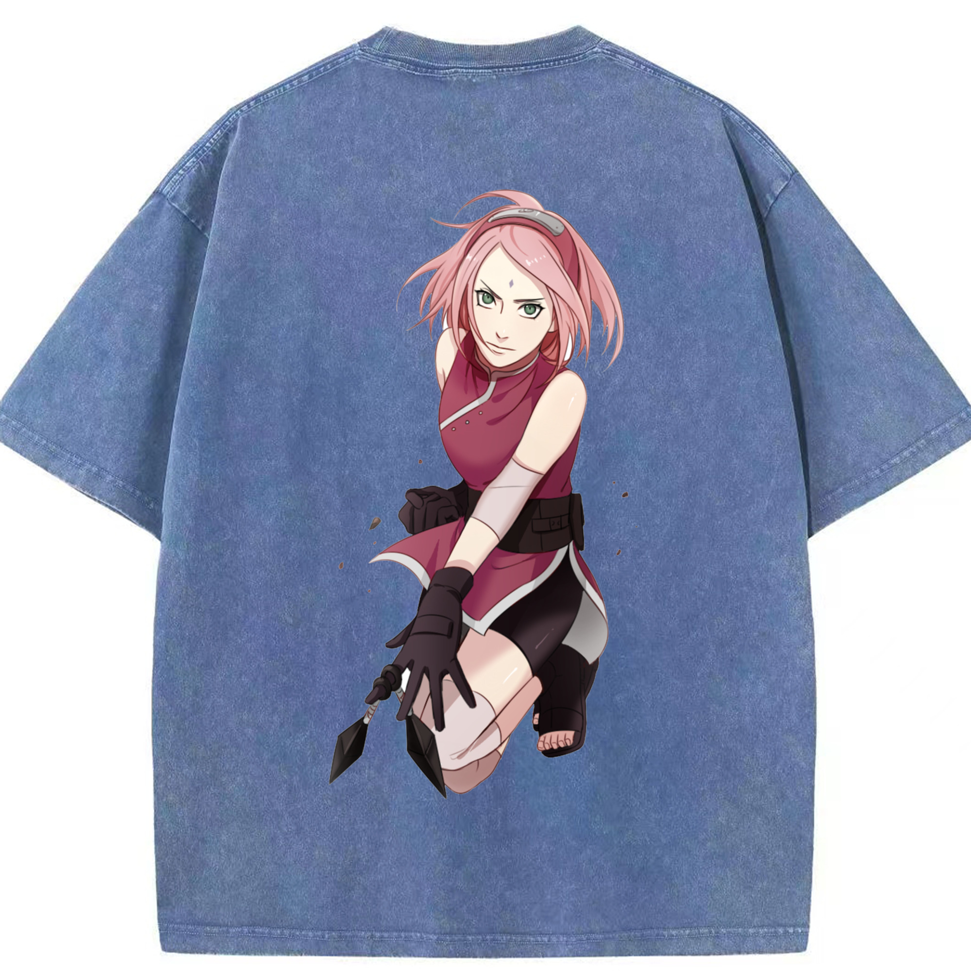 （画像用） NARUTO -ナルト- 春野サクラ Haruno Sakura 綿100% ヴィンテージ風 半袖Tシャツ（背面プリント）