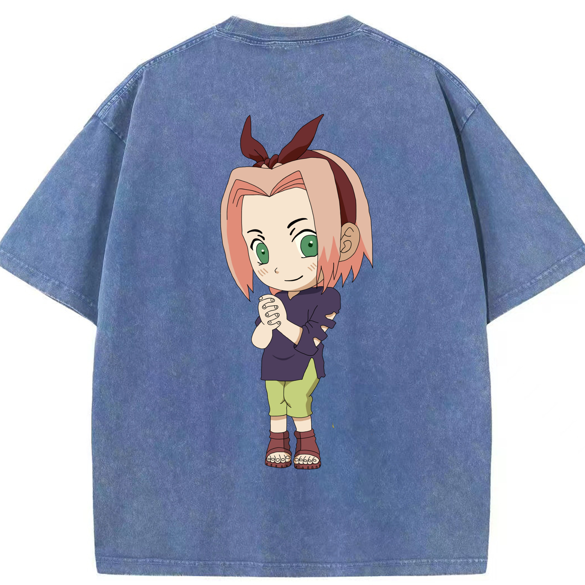 （画像用） NARUTO -ナルト- 春野サクラ Haruno Sakura 綿100% ヴィンテージ風 半袖Tシャツ（背面プリント）