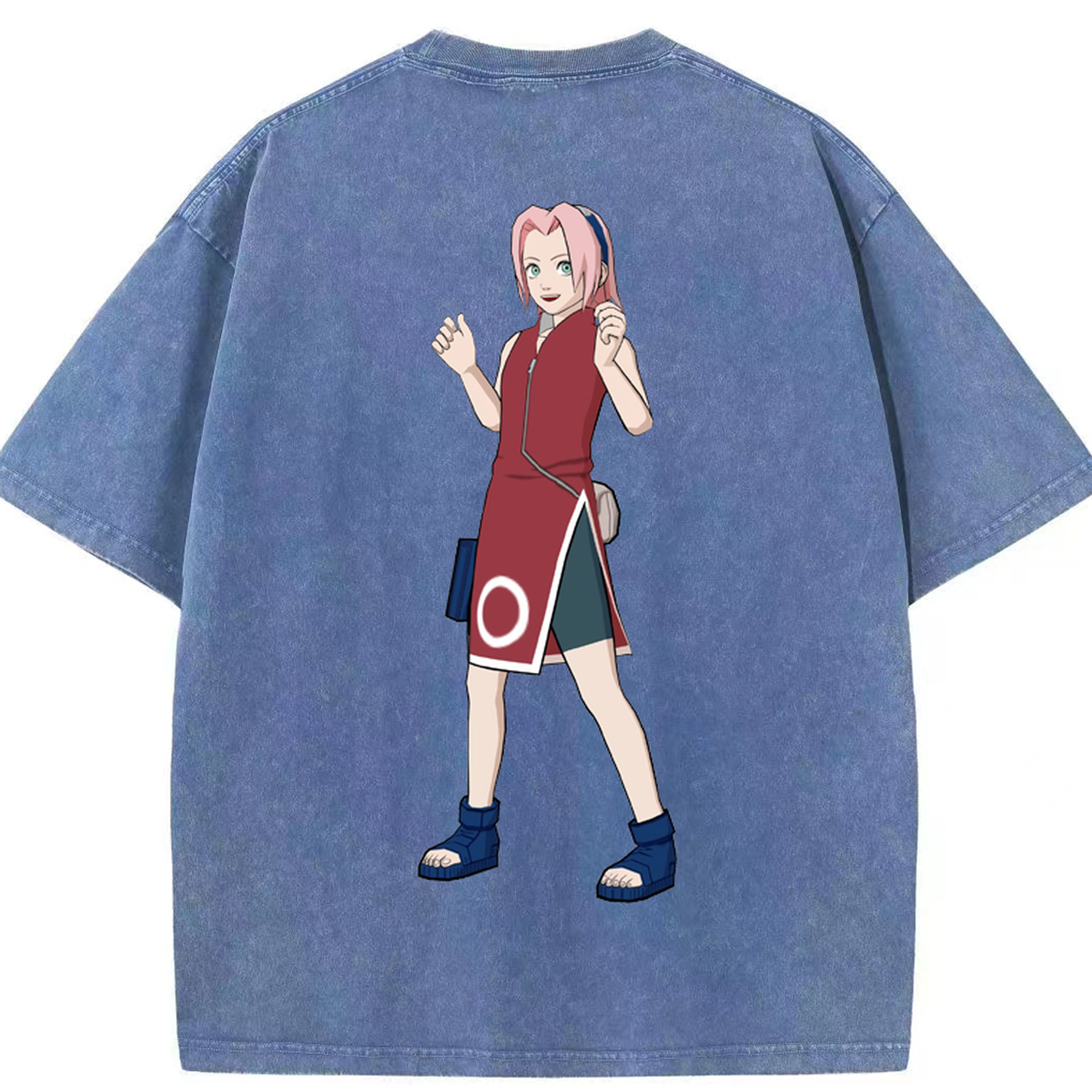 （画像用） NARUTO -ナルト- 春野サクラ Haruno Sakura 綿100% ヴィンテージ風 半袖Tシャツ（背面プリント）