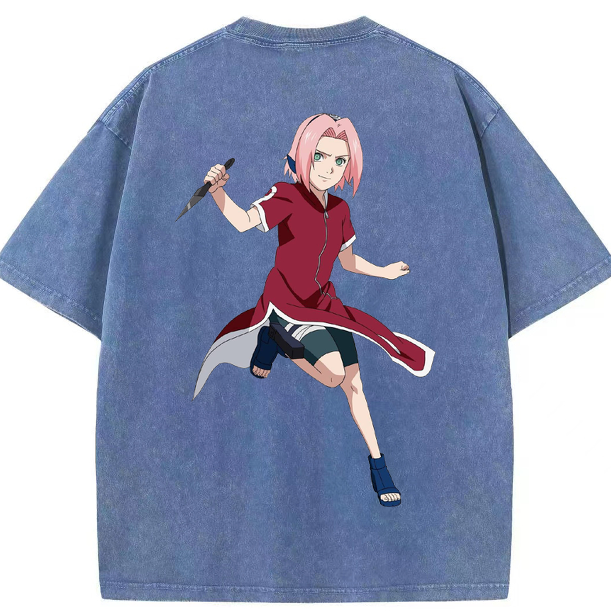 （画像用） NARUTO -ナルト- 春野サクラ Haruno Sakura 綿100% ヴィンテージ風 半袖Tシャツ（背面プリント）