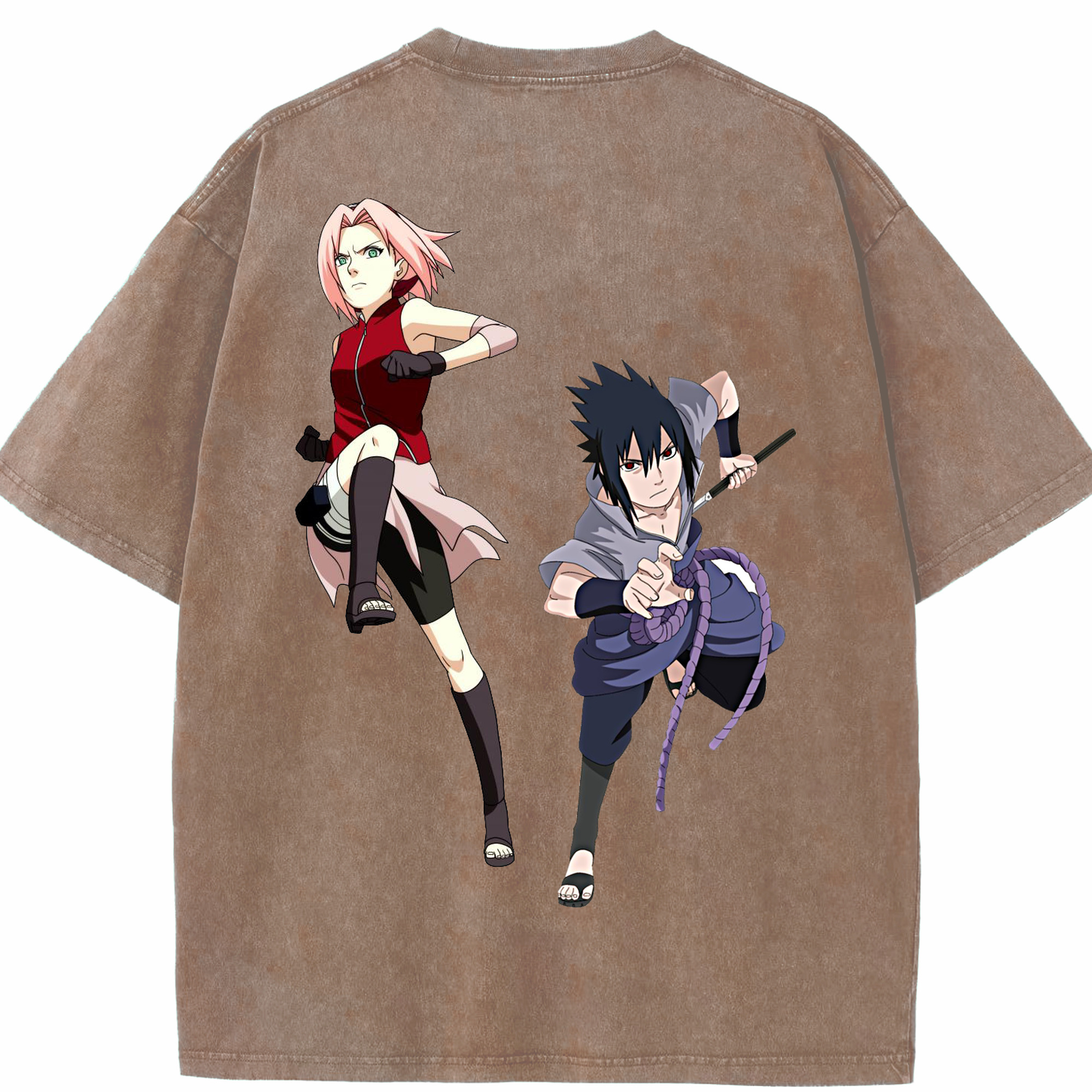 （画像用） NARUTO -ナルト- 春野サクラ Haruno Sakura 綿100% ヴィンテージ風 半袖Tシャツ（背面プリント）