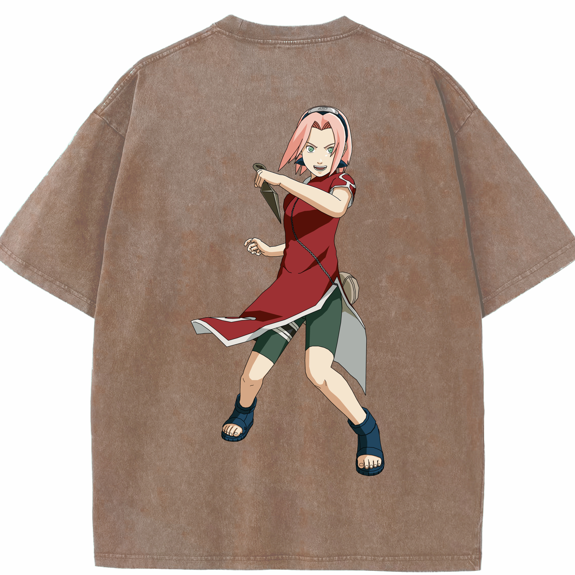 （画像用） NARUTO -ナルト- 春野サクラ Haruno Sakura 綿100% ヴィンテージ風 半袖Tシャツ（背面プリント）