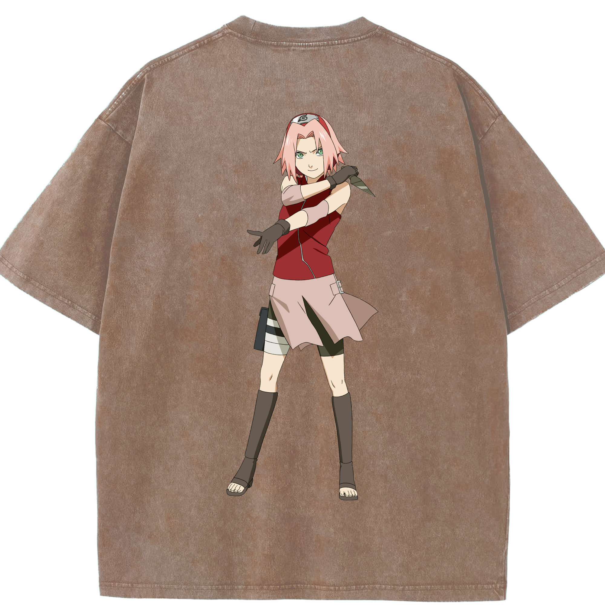 （画像用） NARUTO -ナルト- 春野サクラ Haruno Sakura 綿100% ヴィンテージ風 半袖Tシャツ（背面プリント）