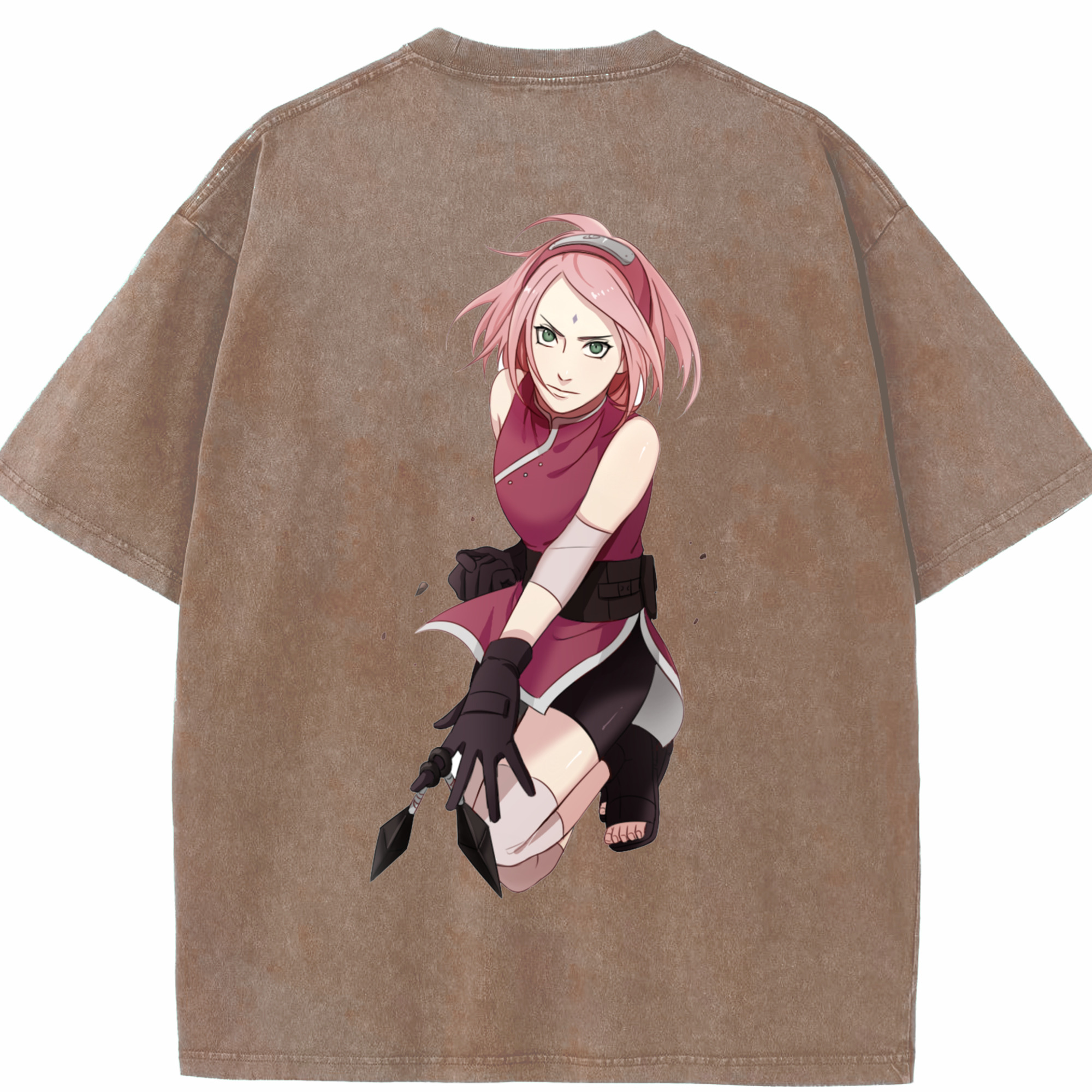 （画像用） NARUTO -ナルト- 春野サクラ Haruno Sakura 綿100% ヴィンテージ風 半袖Tシャツ（背面プリント）
