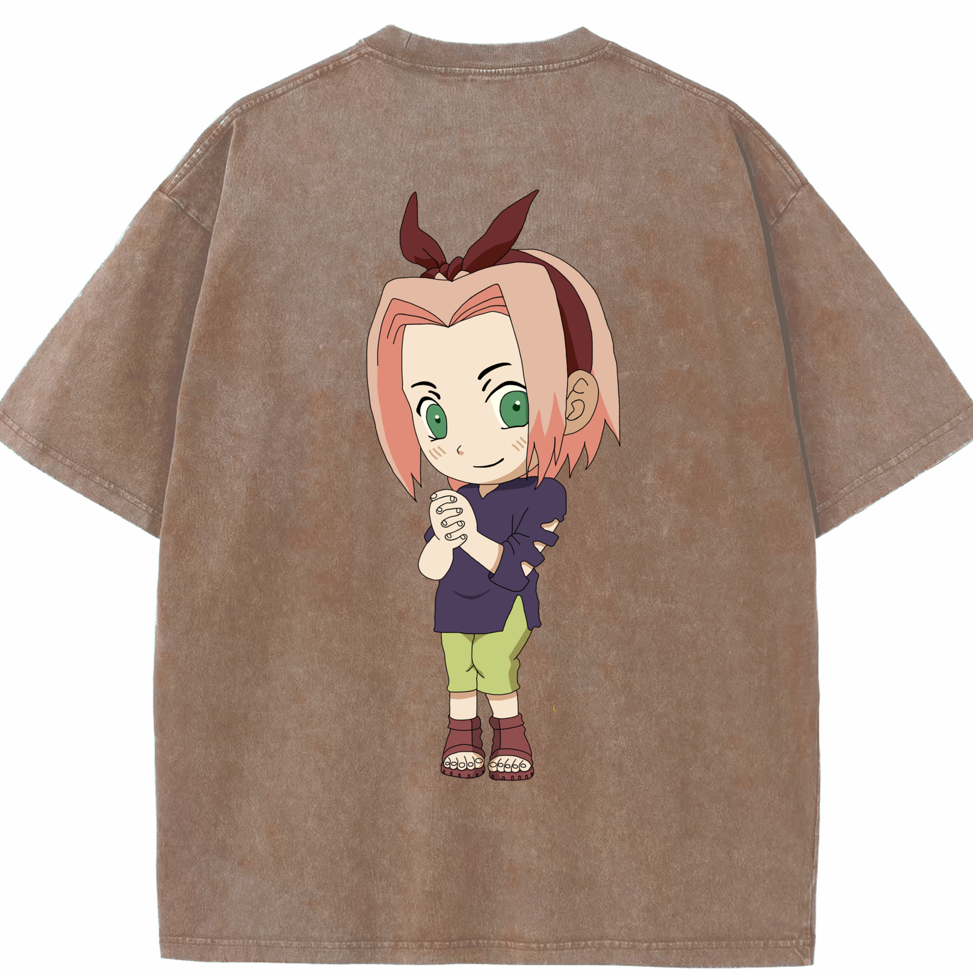 （画像用） NARUTO -ナルト- 春野サクラ Haruno Sakura 綿100% ヴィンテージ風 半袖Tシャツ（背面プリント）