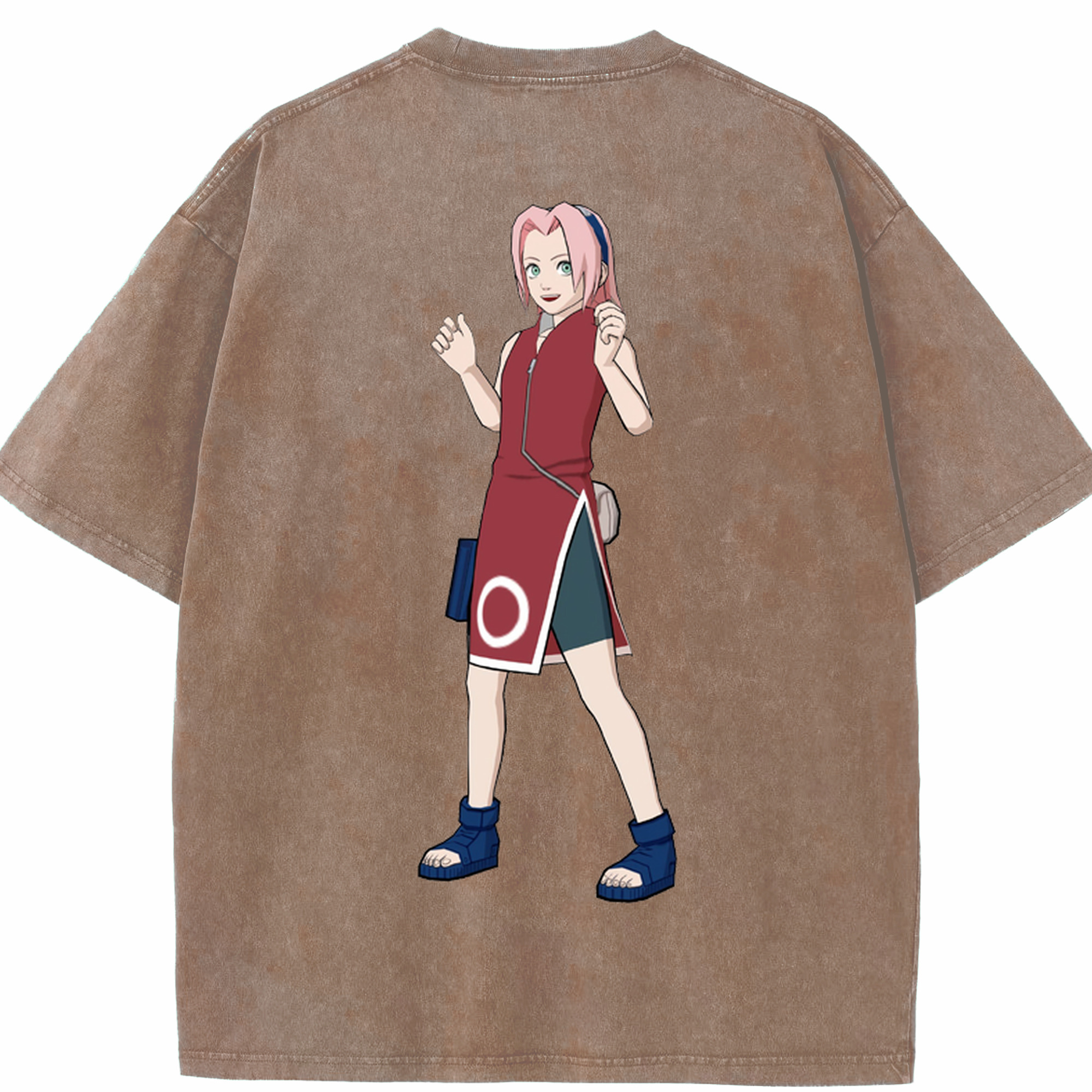 （画像用） NARUTO -ナルト- 春野サクラ Haruno Sakura 綿100% ヴィンテージ風 半袖Tシャツ（背面プリント）