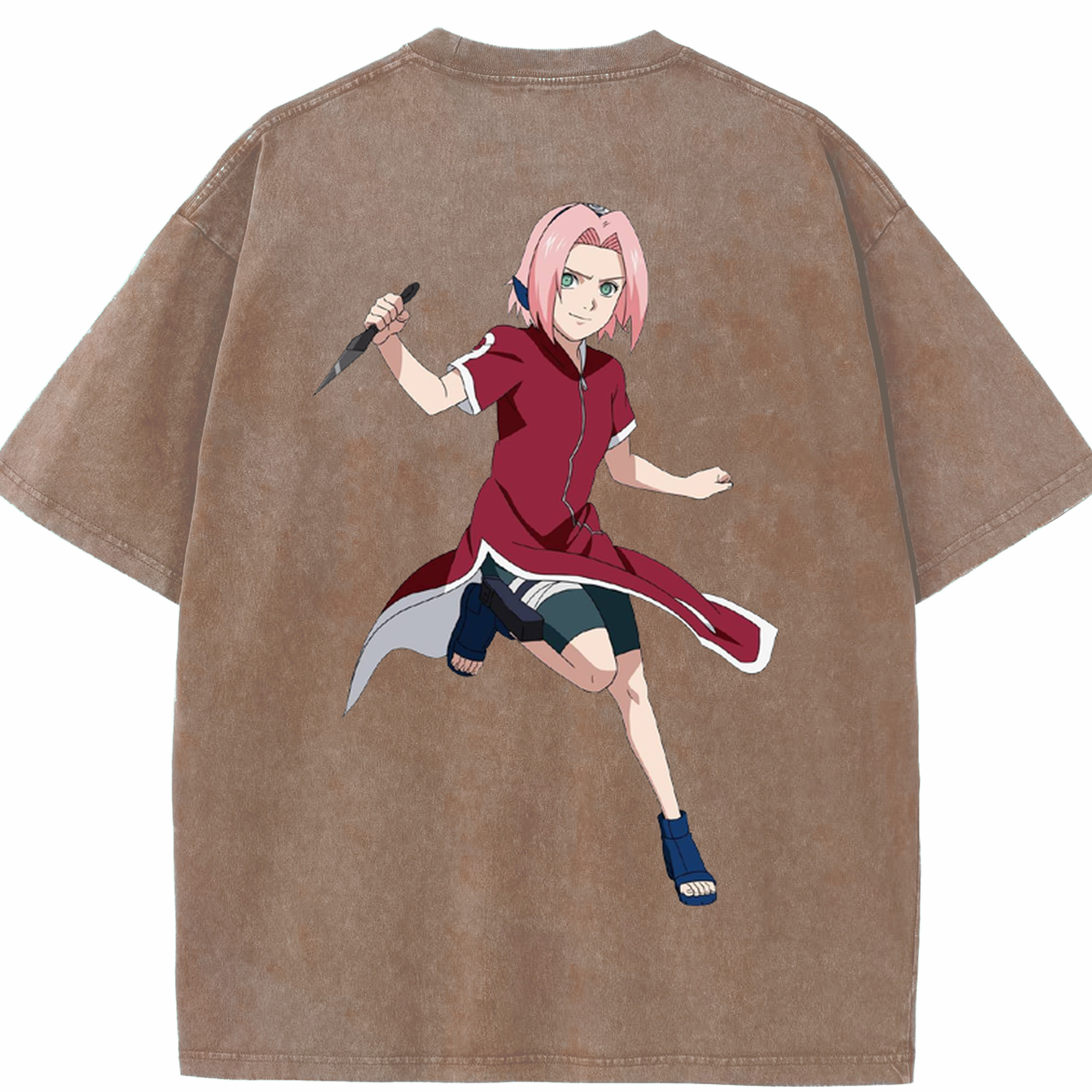 （画像用） NARUTO -ナルト- 春野サクラ Haruno Sakura 綿100% ヴィンテージ風 半袖Tシャツ（背面プリント）