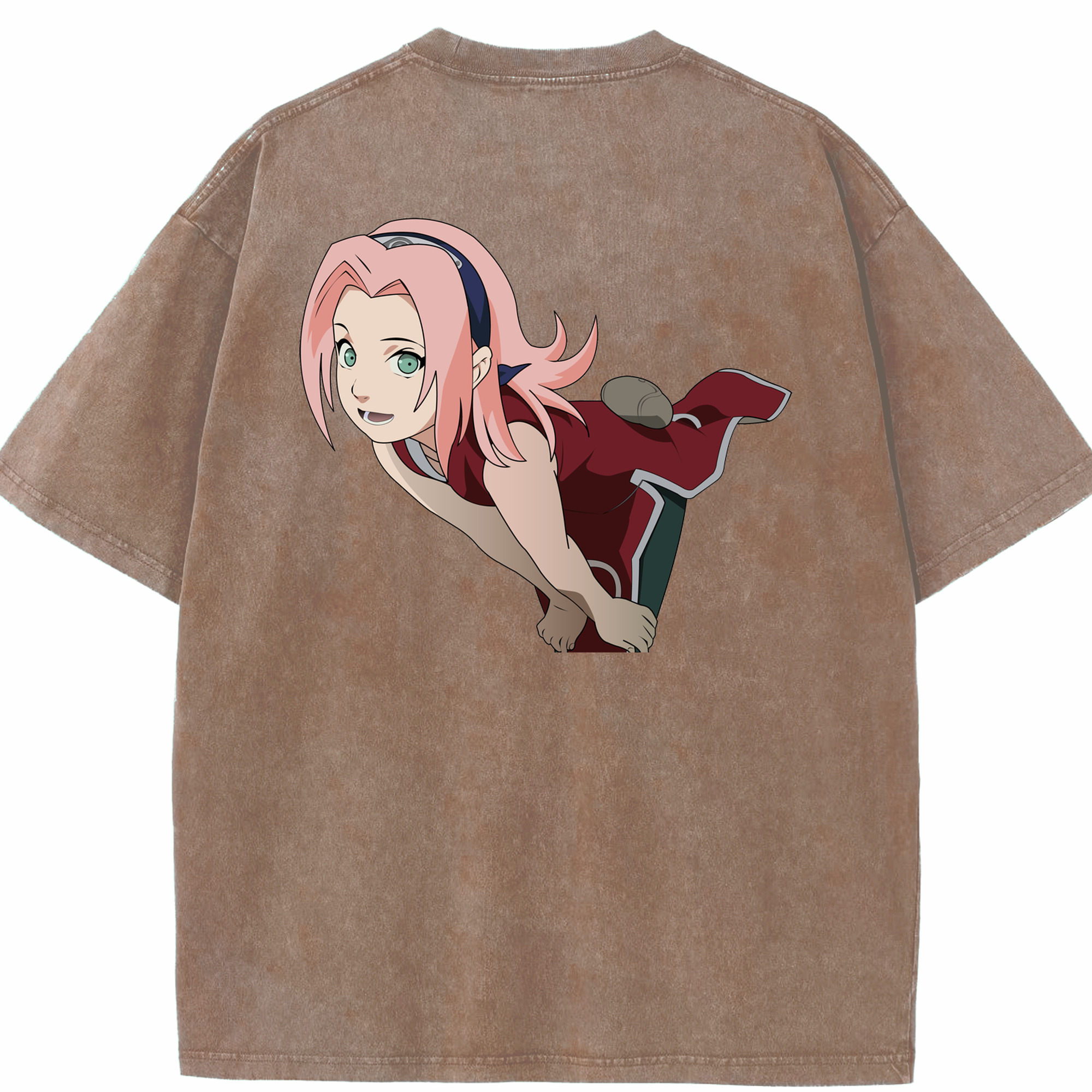 （画像用） NARUTO -ナルト- 春野サクラ Haruno Sakura 綿100% ヴィンテージ風 半袖Tシャツ（背面プリント）