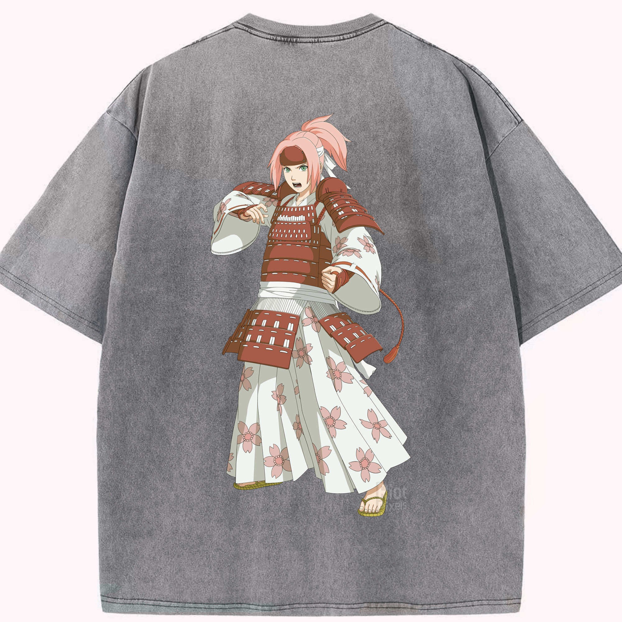 （画像用） NARUTO -ナルト- 春野サクラ Haruno Sakura 綿100% ヴィンテージ風 半袖Tシャツ（背面プリント）